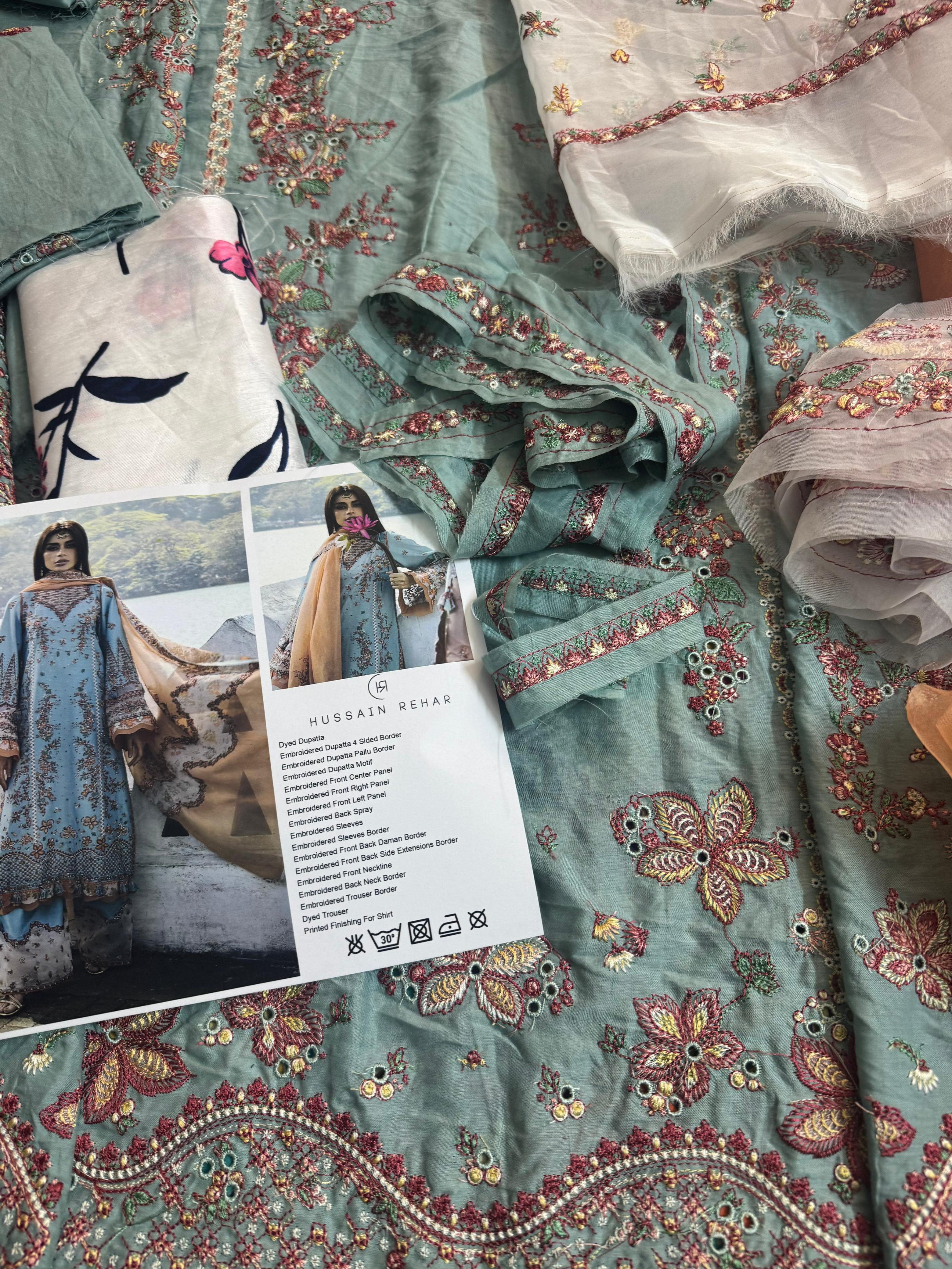 Hussain Rehar Luxury Lawn 2025 – Serene Bloom Embroidered Elegance