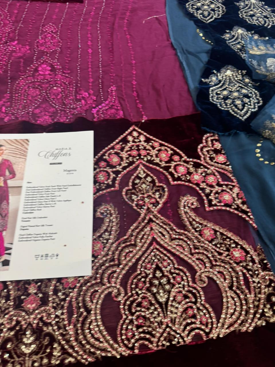 Maria B Wedding Edition – Shocking Pink Chiffon Bridal Dress | Luxury Embroidered 3-Piece Outfit