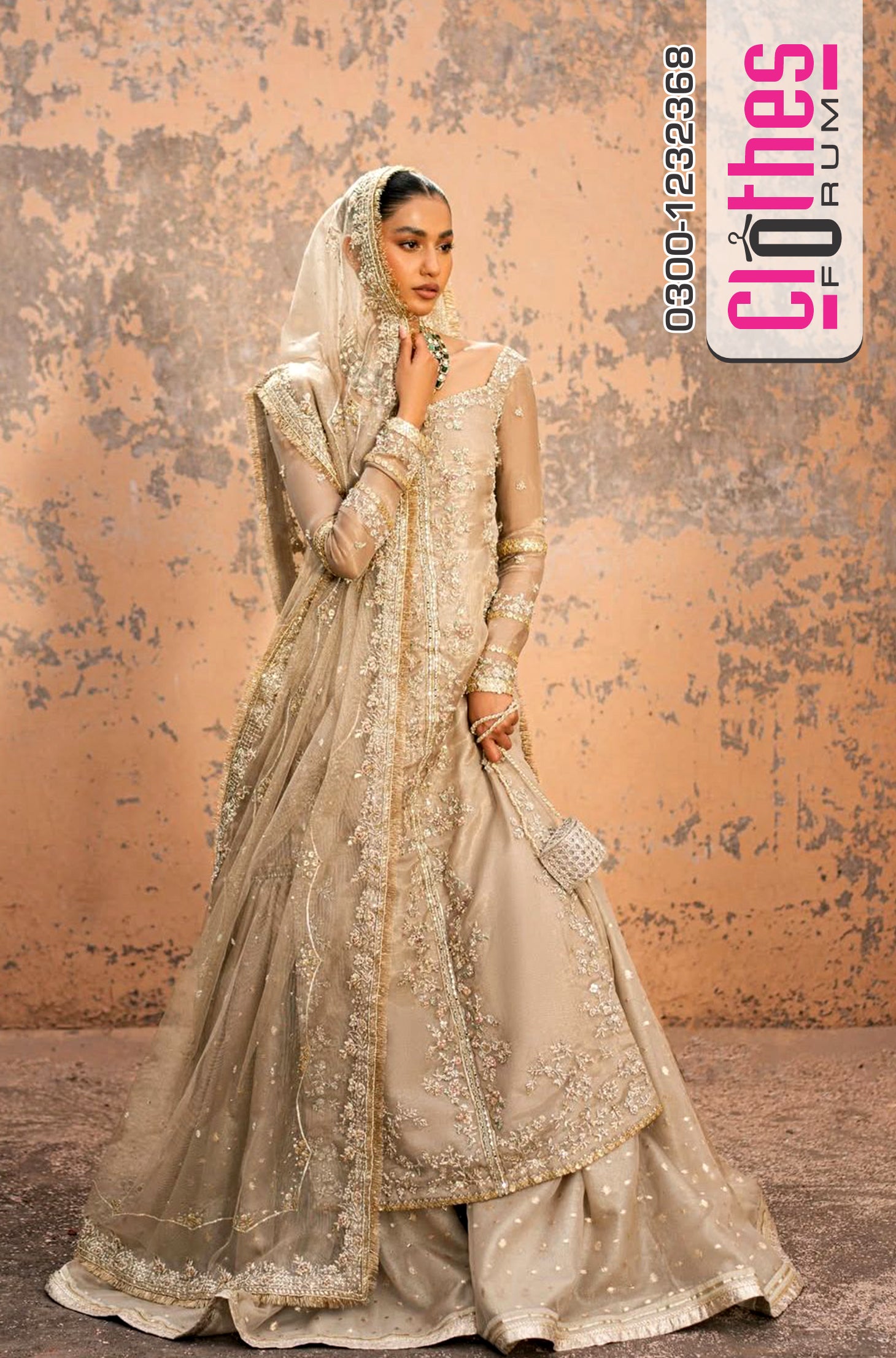 Zuriador Taupe Wedding Edit – Masuri Shirt & Organza Gharara