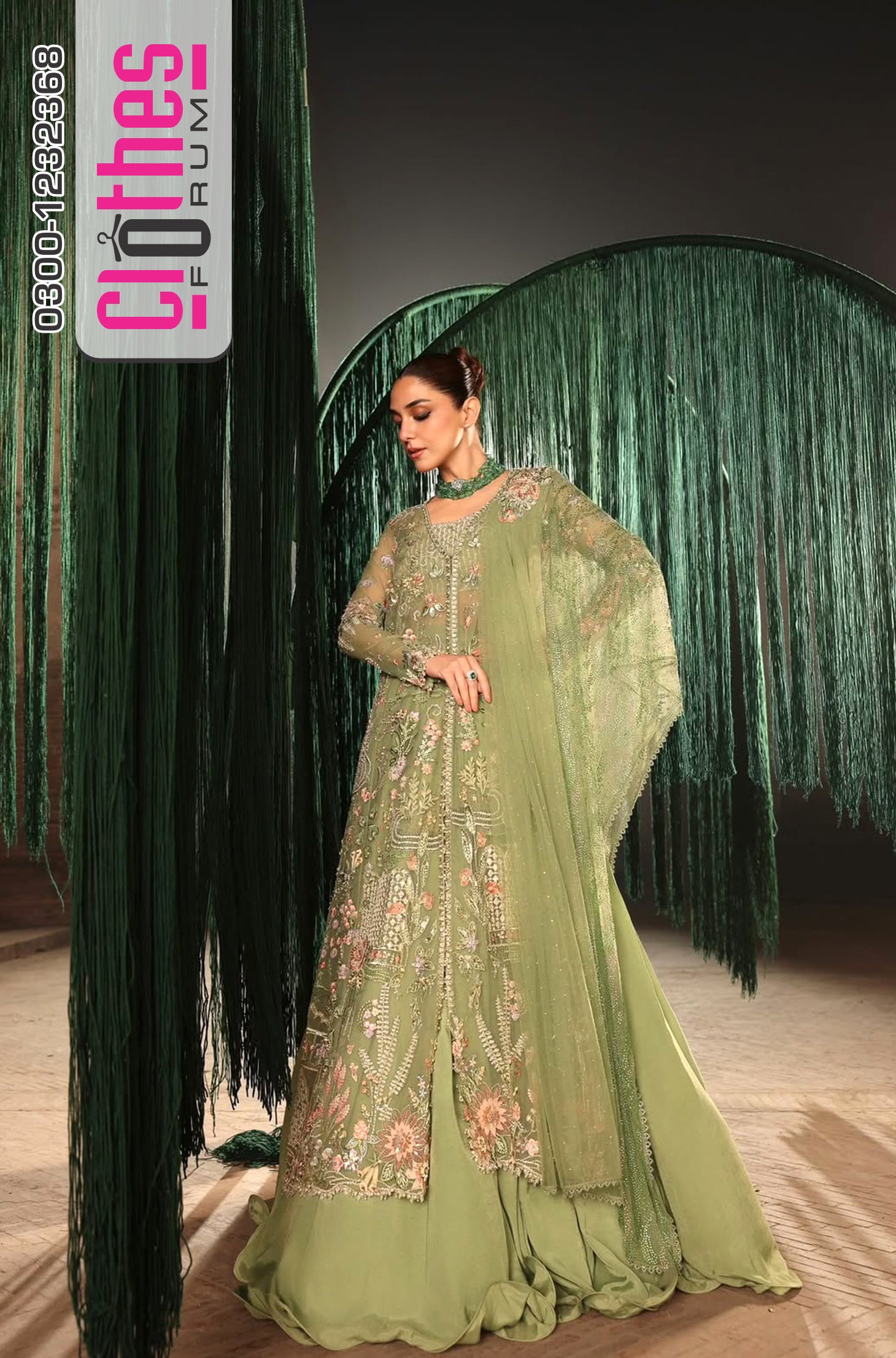 Crimson Mint Green Net Embroidered Lehenga | Designer Suit