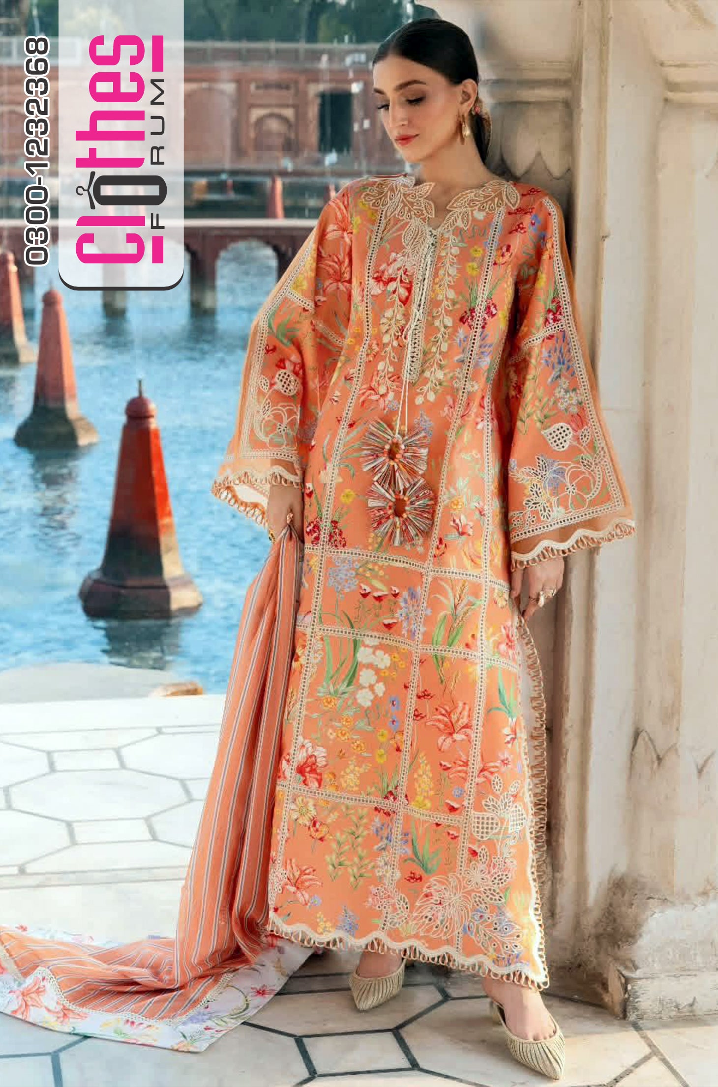 Crimson Sunset Embroidered Lawn - Luxury 3-Piece Unstitched Suit