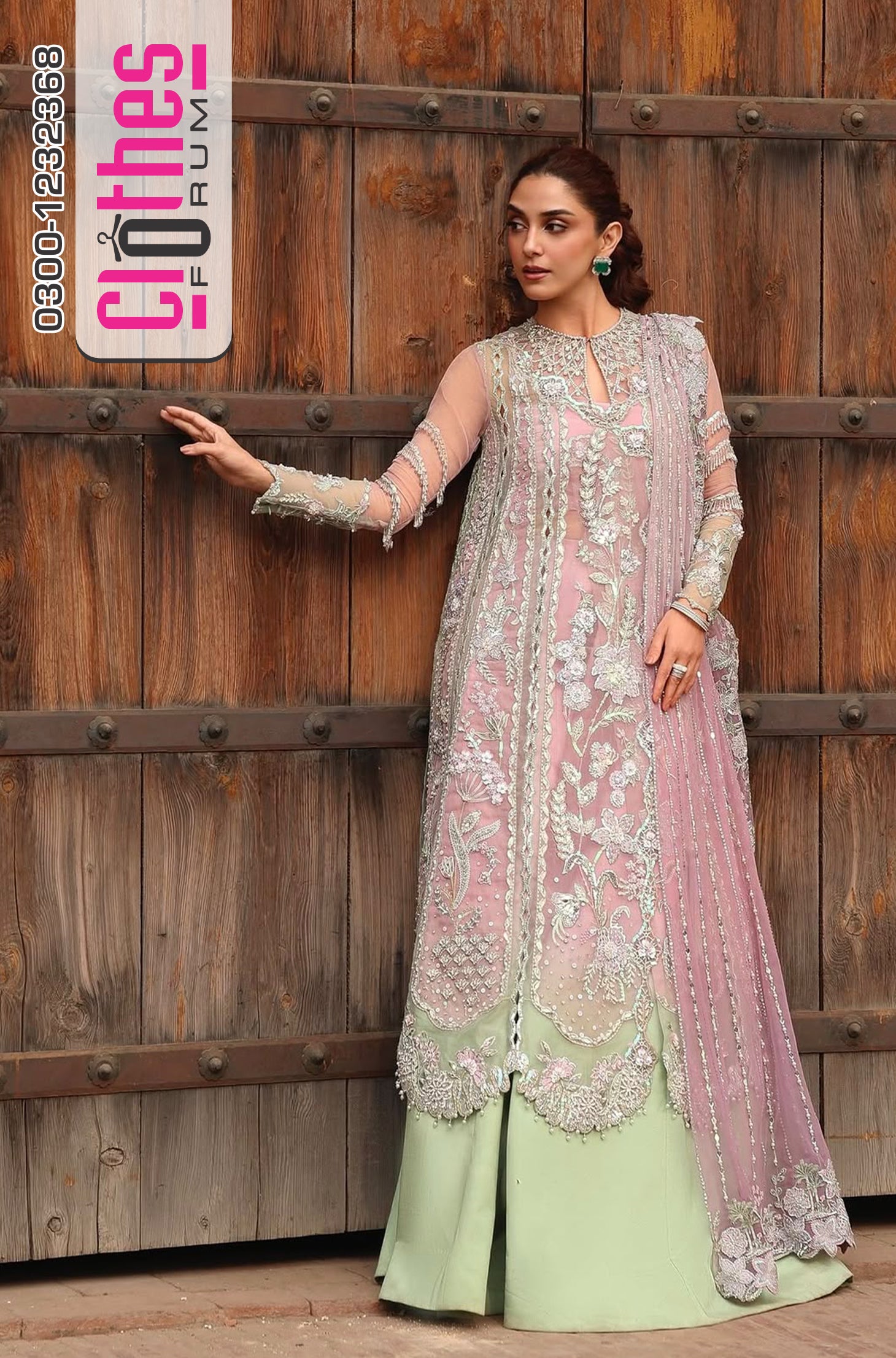 Crimson Lilac Hand-Embellished Luxury Wedding Sharara Set