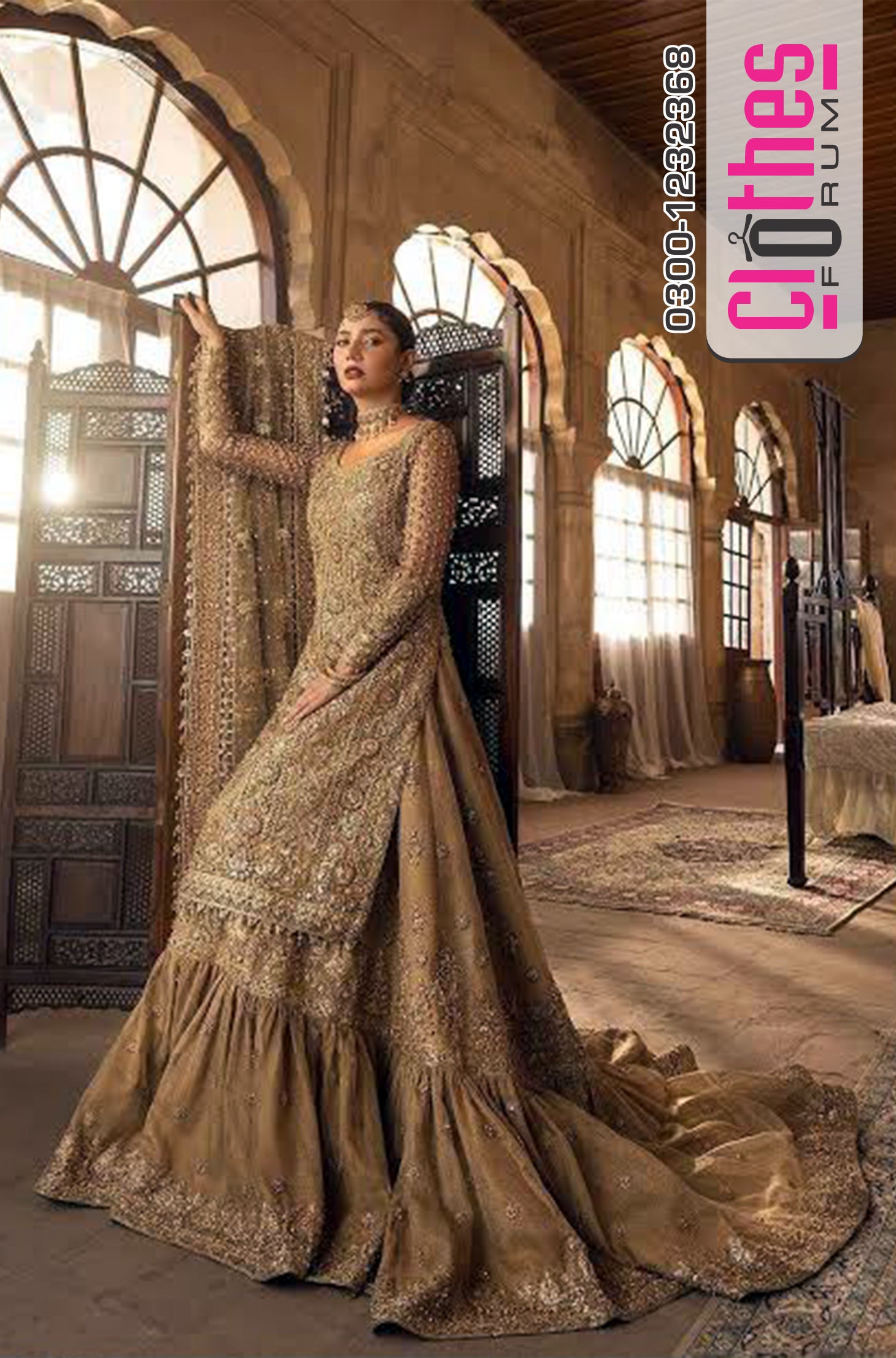Haris Shakeel Golden Angrakha Suit | Luxury Wedding Edition 3PC