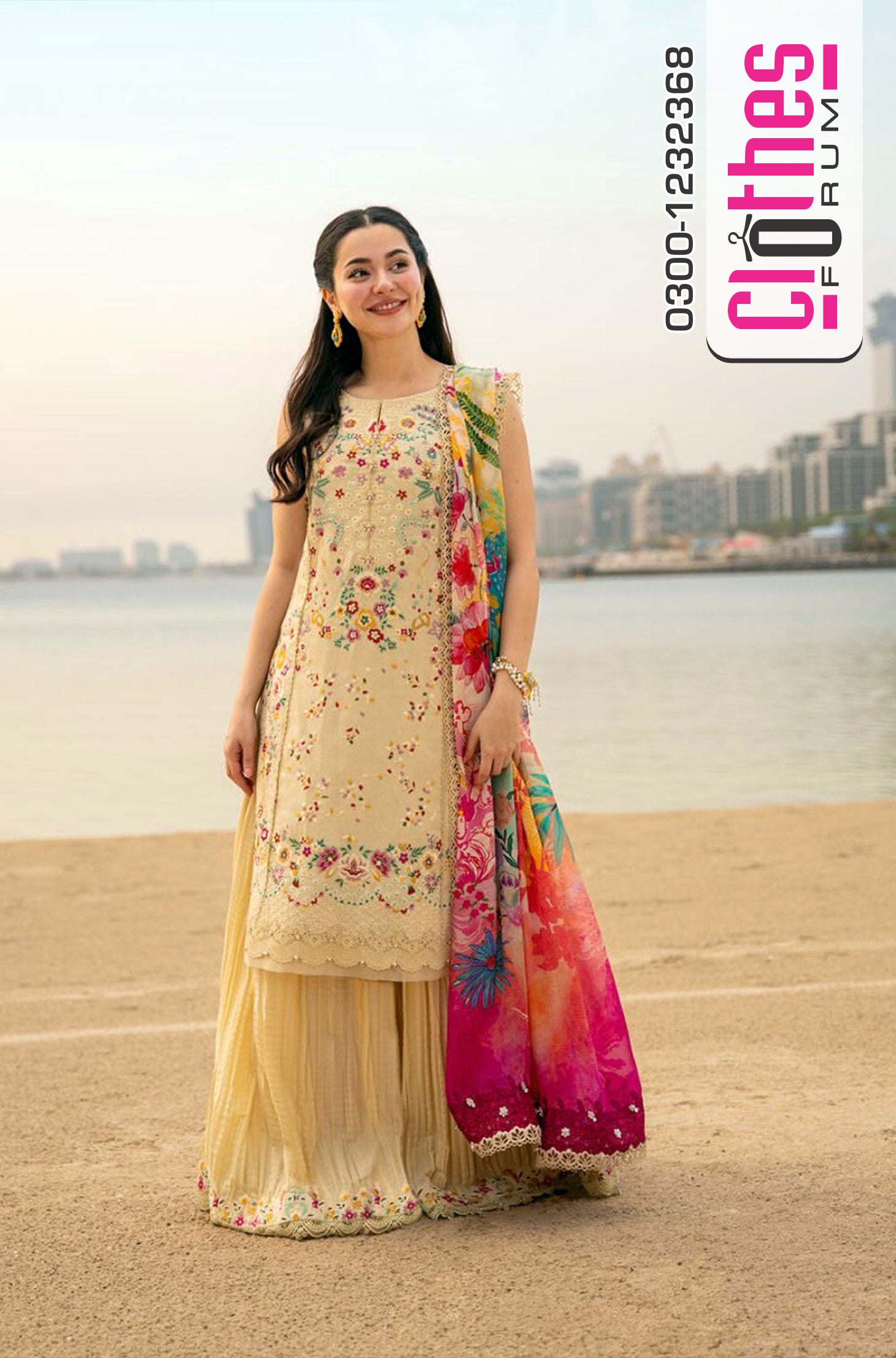 Faiza Saqlain Merjem - Vanilla Embroidered Luxury Lawn 3-Piece Suit