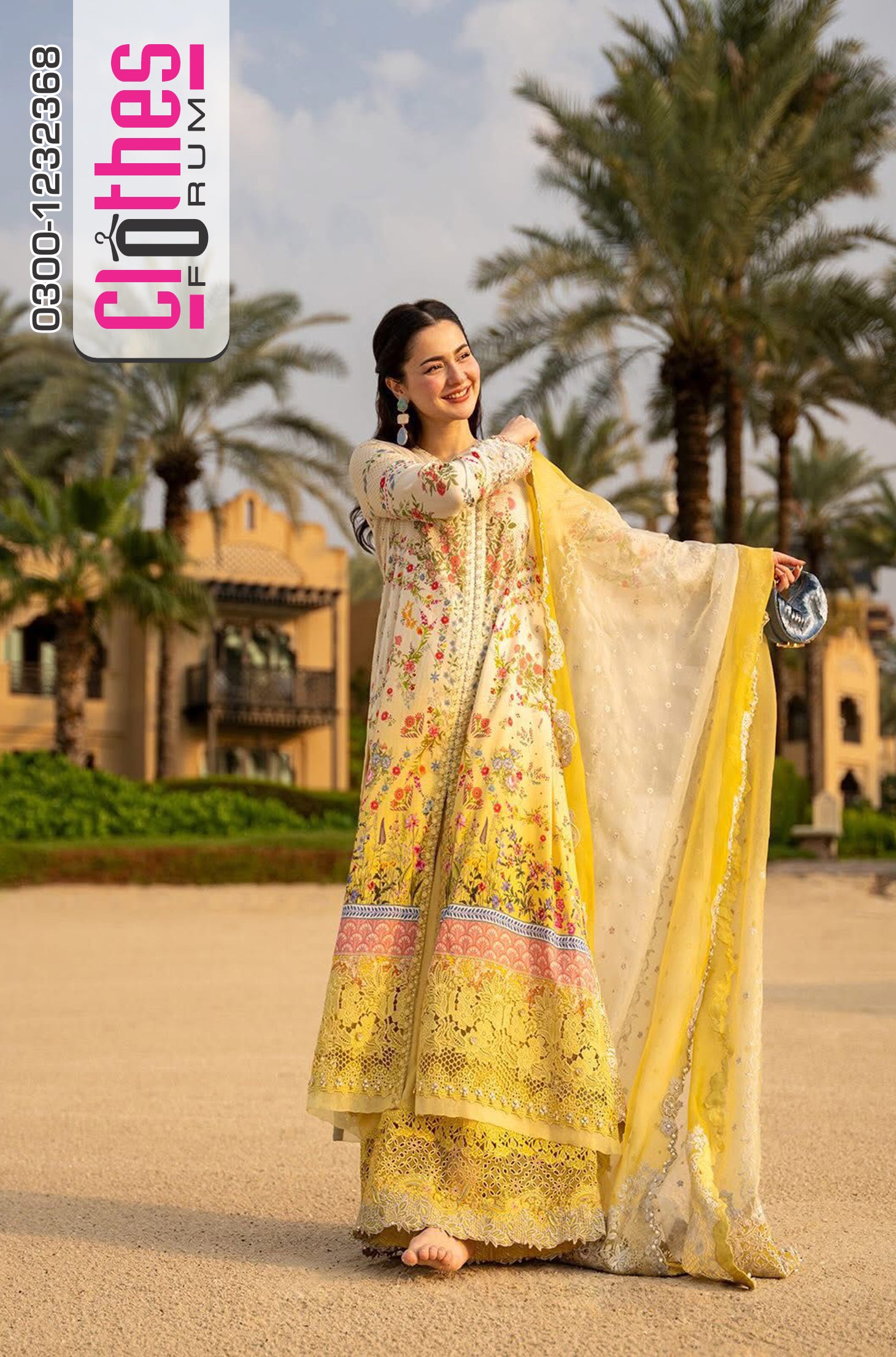 Faiza Saqlain Arta - Yellow Embroidered Luxury Lawn 3-Piece Suit
