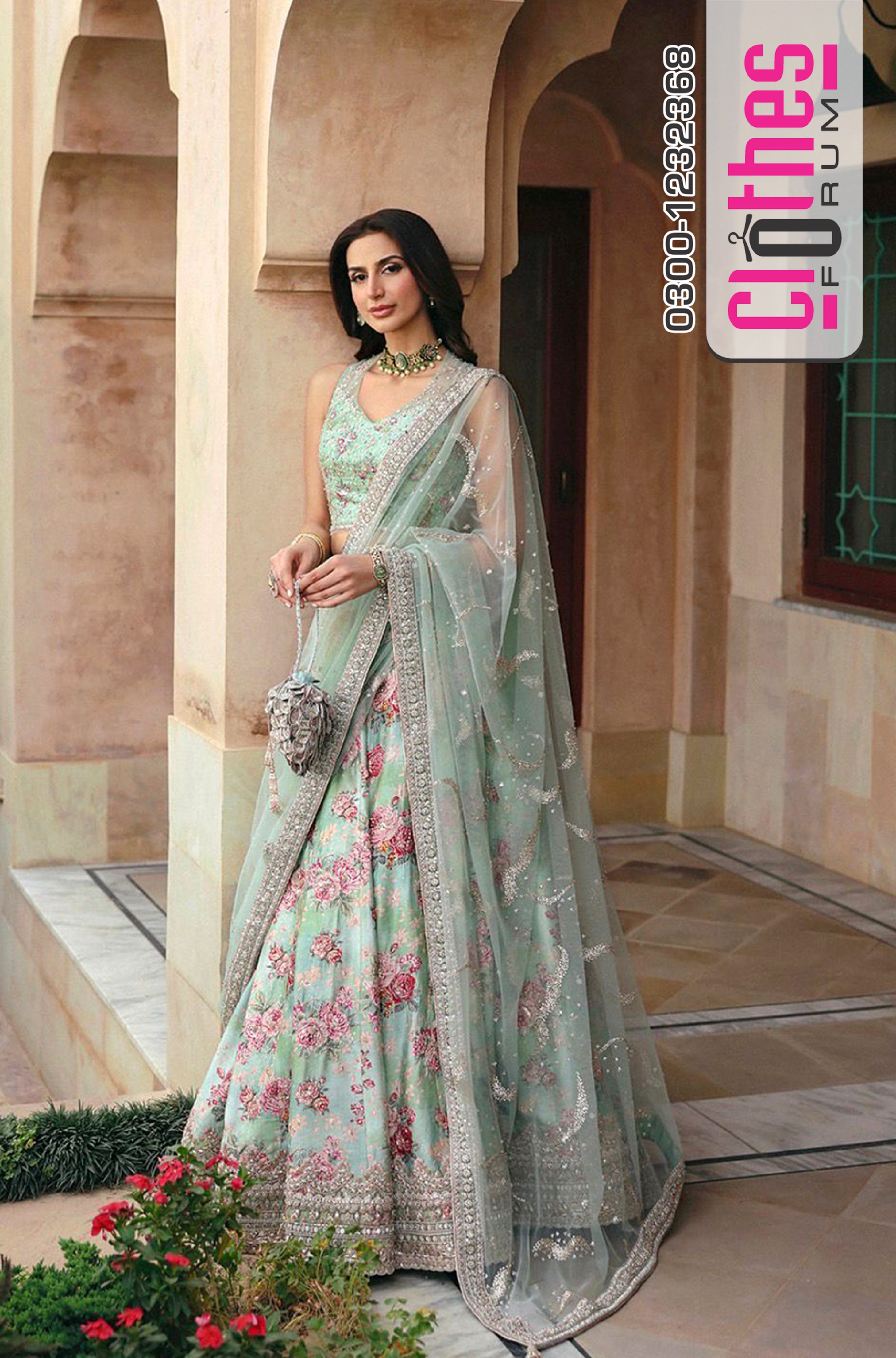 Faiza Saqlain – Rosabella Sea Green Wedding Ensemble