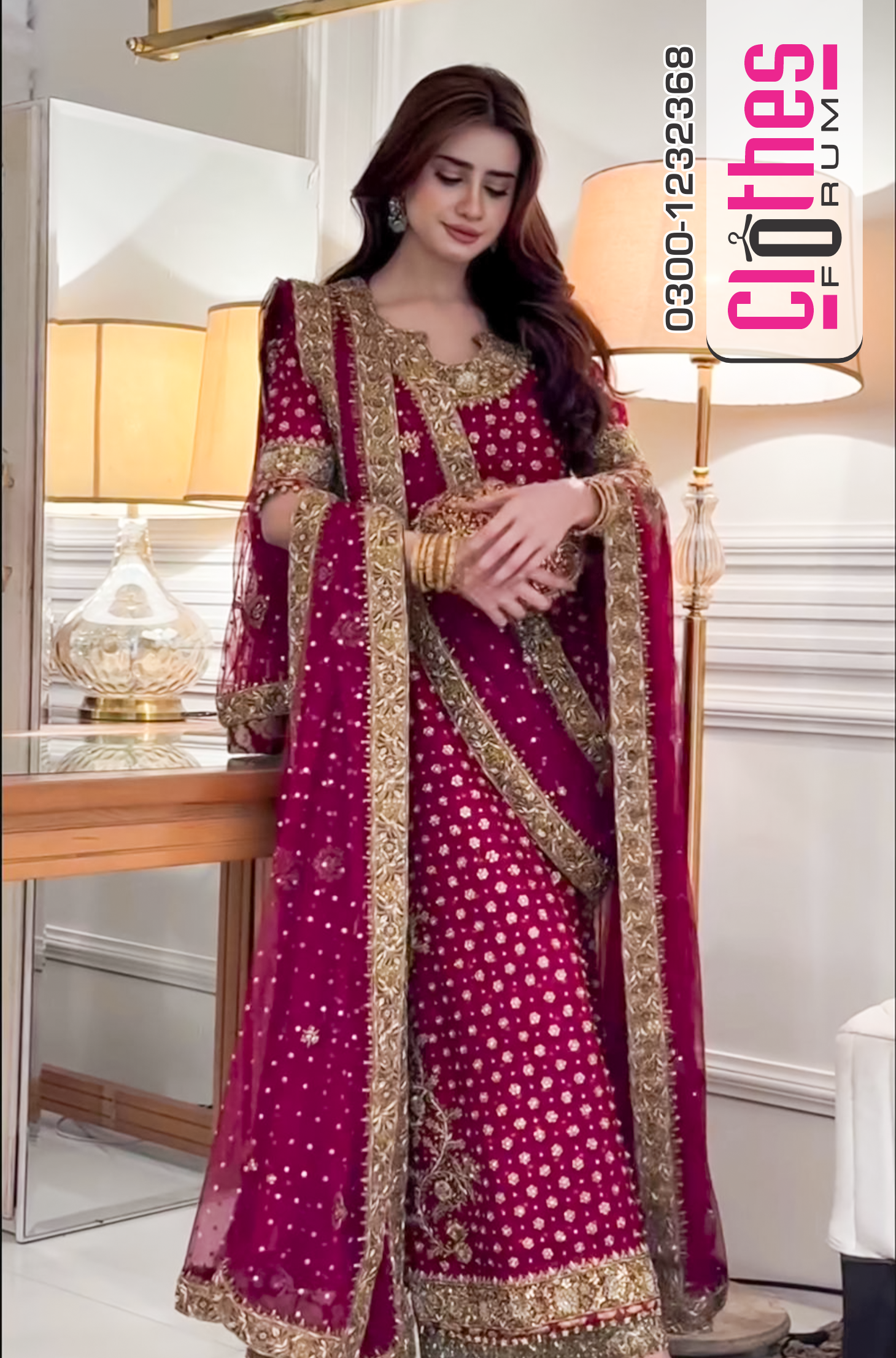 Haris Shakeel Wedding Edition Shocking Pink Chiffon Outfit – Hand Embellished with Sequins, Dabka & Cora Work
