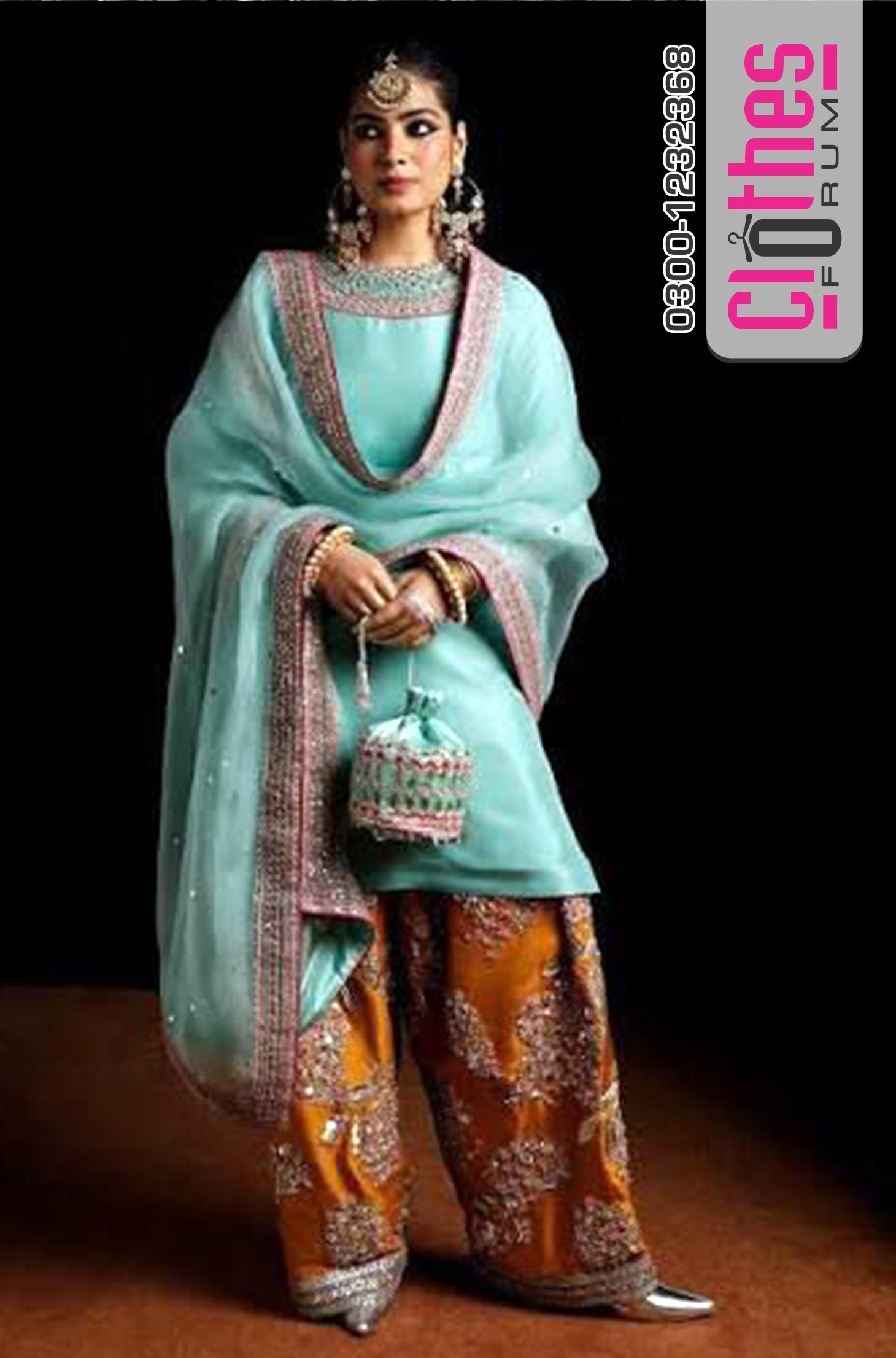 Hussain Rehar Sky Rust Chiffon Bridal Suit – Wedding Edition Luxury Ensemble