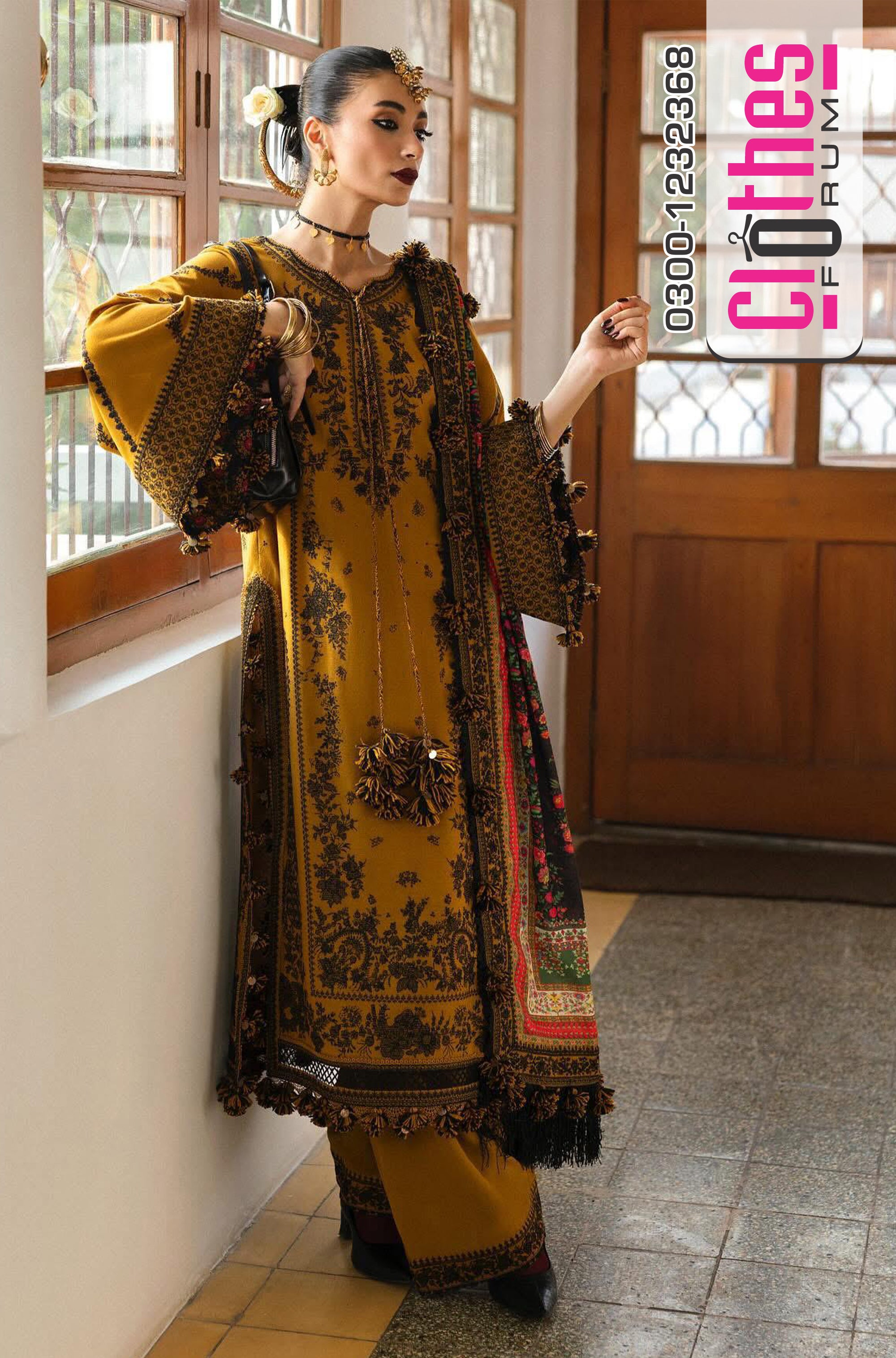 Hussain Rehar Mustard Yellow Karandi Ensemble Winter Collection Eleg clothesforum Hussain Rehar Mustard Yellow Karandi Ensemble Winter Collection Eleg clothesforum