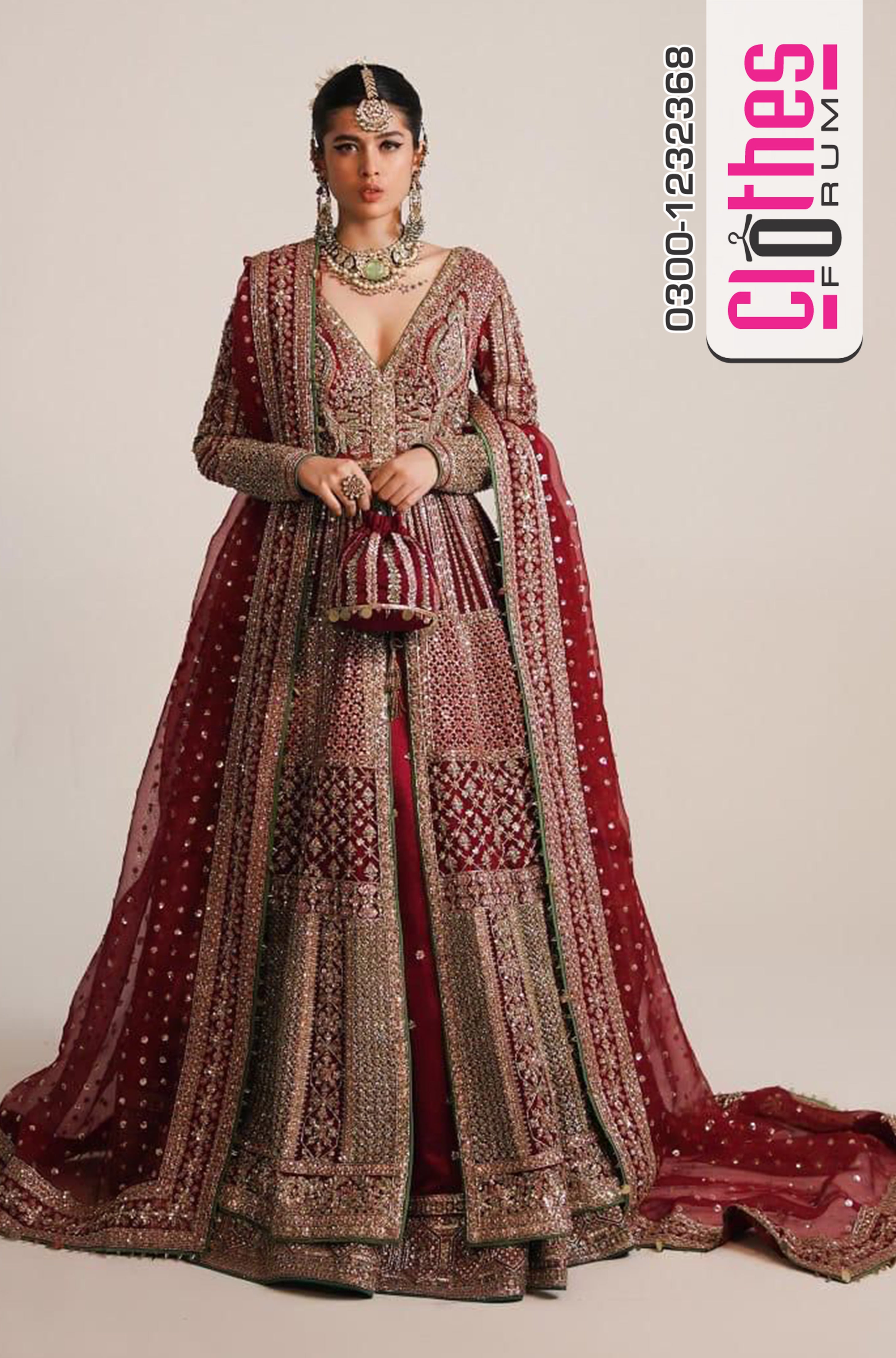 Hussain Rehar Carmine Bloom Red Pishwas Lehenga – Luxury Wedding Edition
