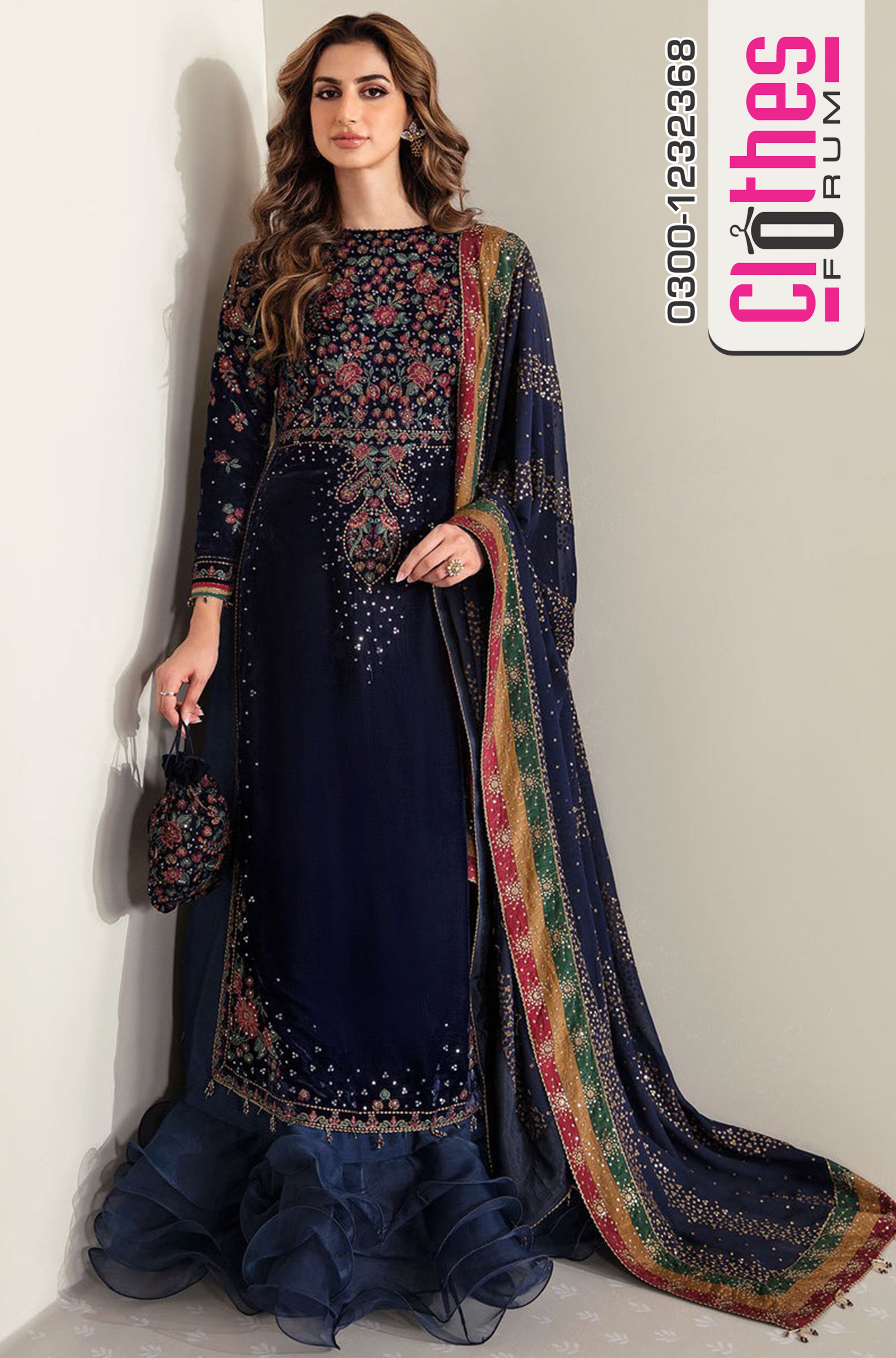 Jazmin Luxury Velvet | Embroidered Pure Velvet Front & Chiffon Dupatta