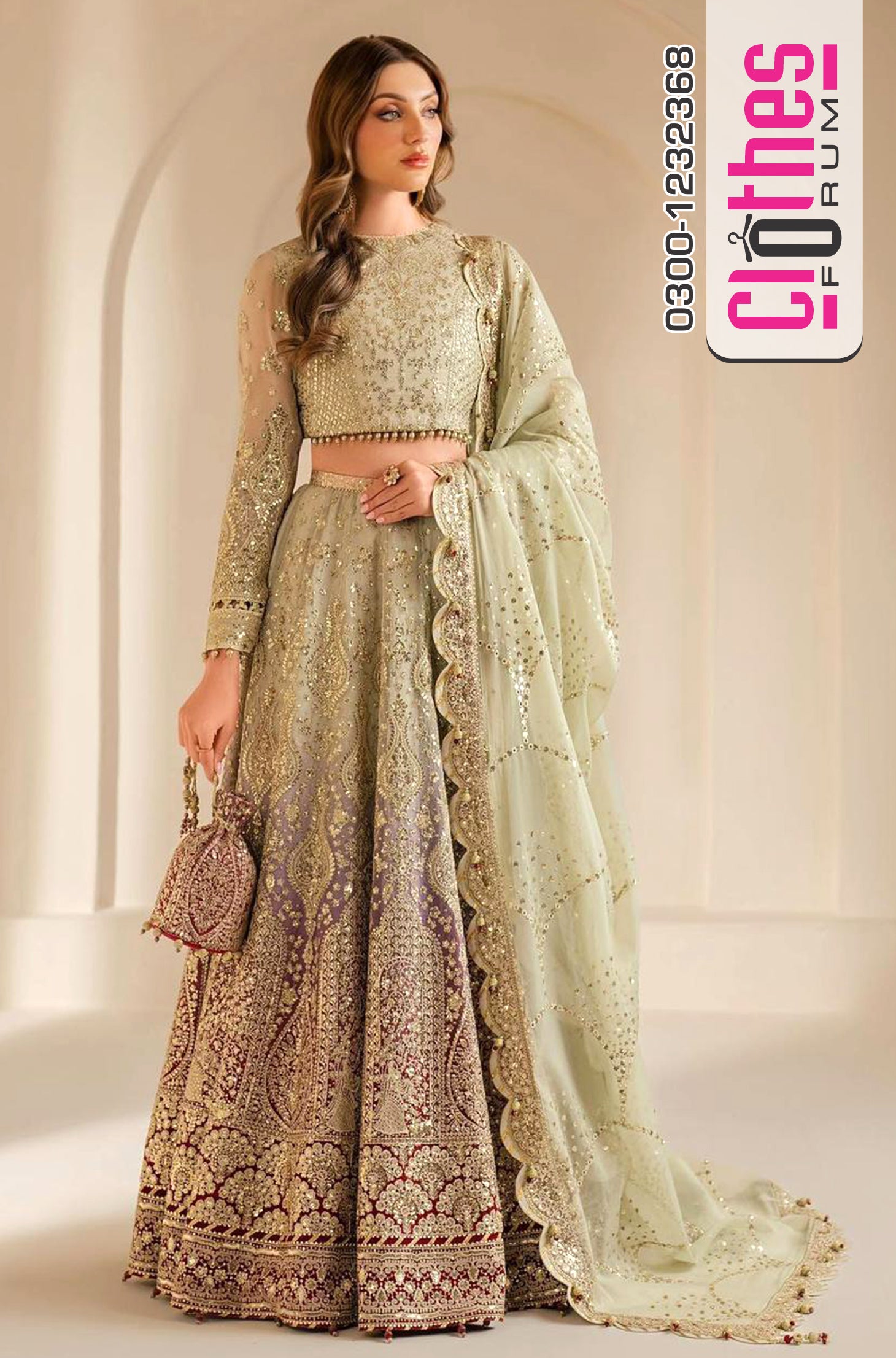 JAZMIN Luxury Wedding Formal Chiffon Ensemble – Embroidered Elegance