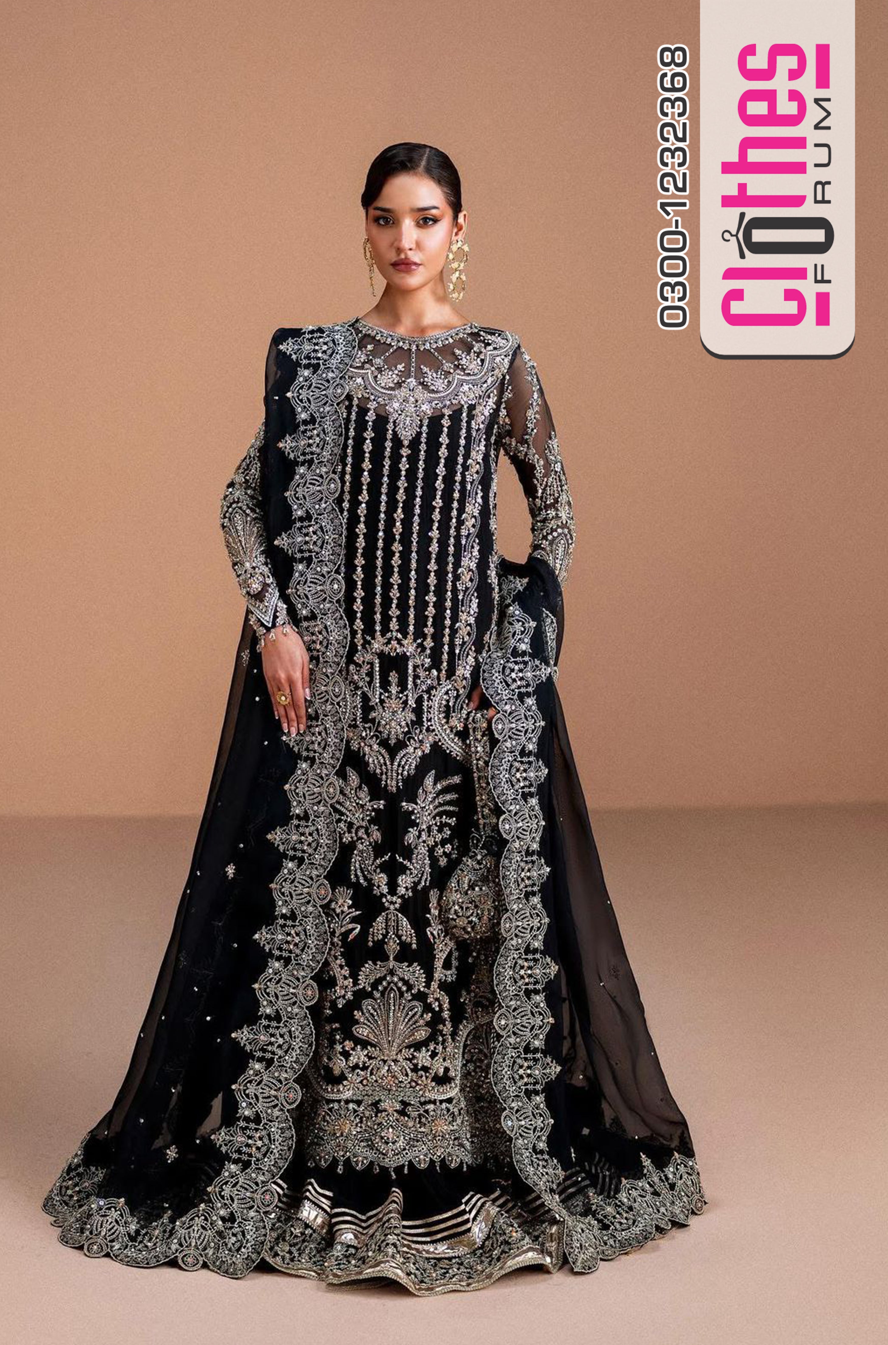 Kanwal Malik Black Kathan Organza Bridal Ensemble – Bold Luxury Wedding Edition
