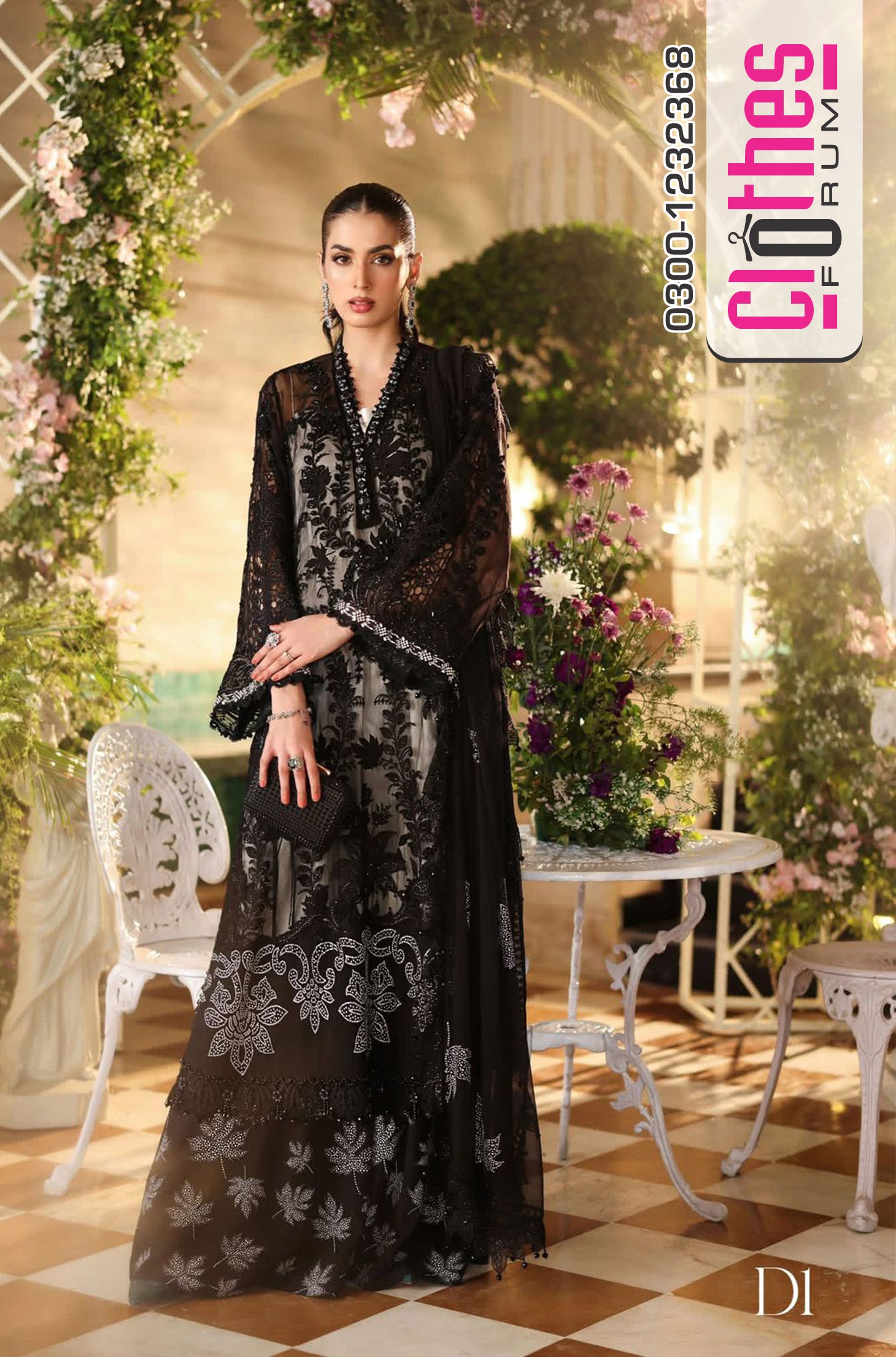 Maria B Black Embroidered Chiffon - Premium Formal Stitched Suit