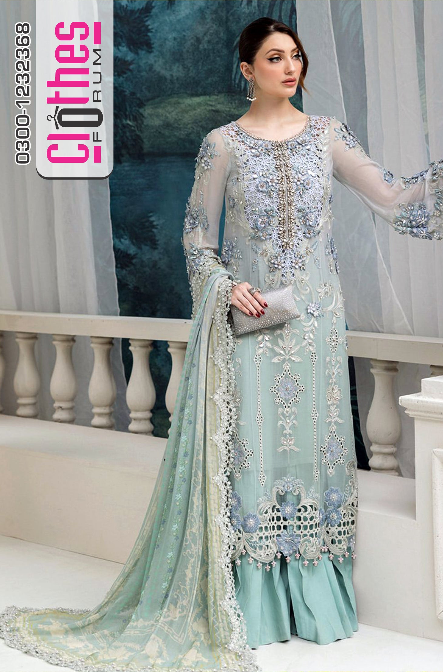 Maria B Wedding Edition – Azure Chiffon Formal in Soothing Blue