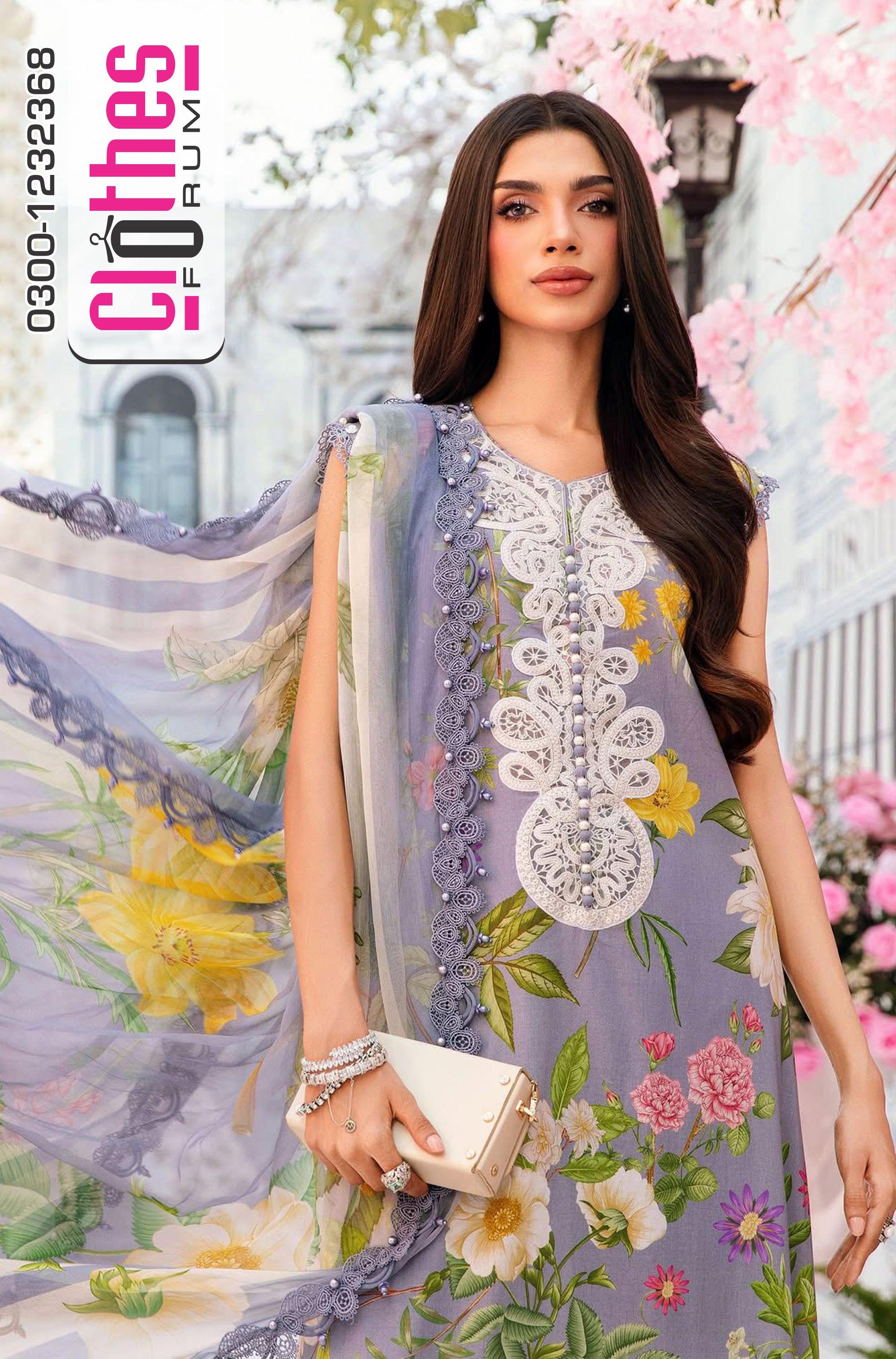 Maria B M.Print Luxury Lawn – Bloom in Lilac Elegance | Eid Collection 2025