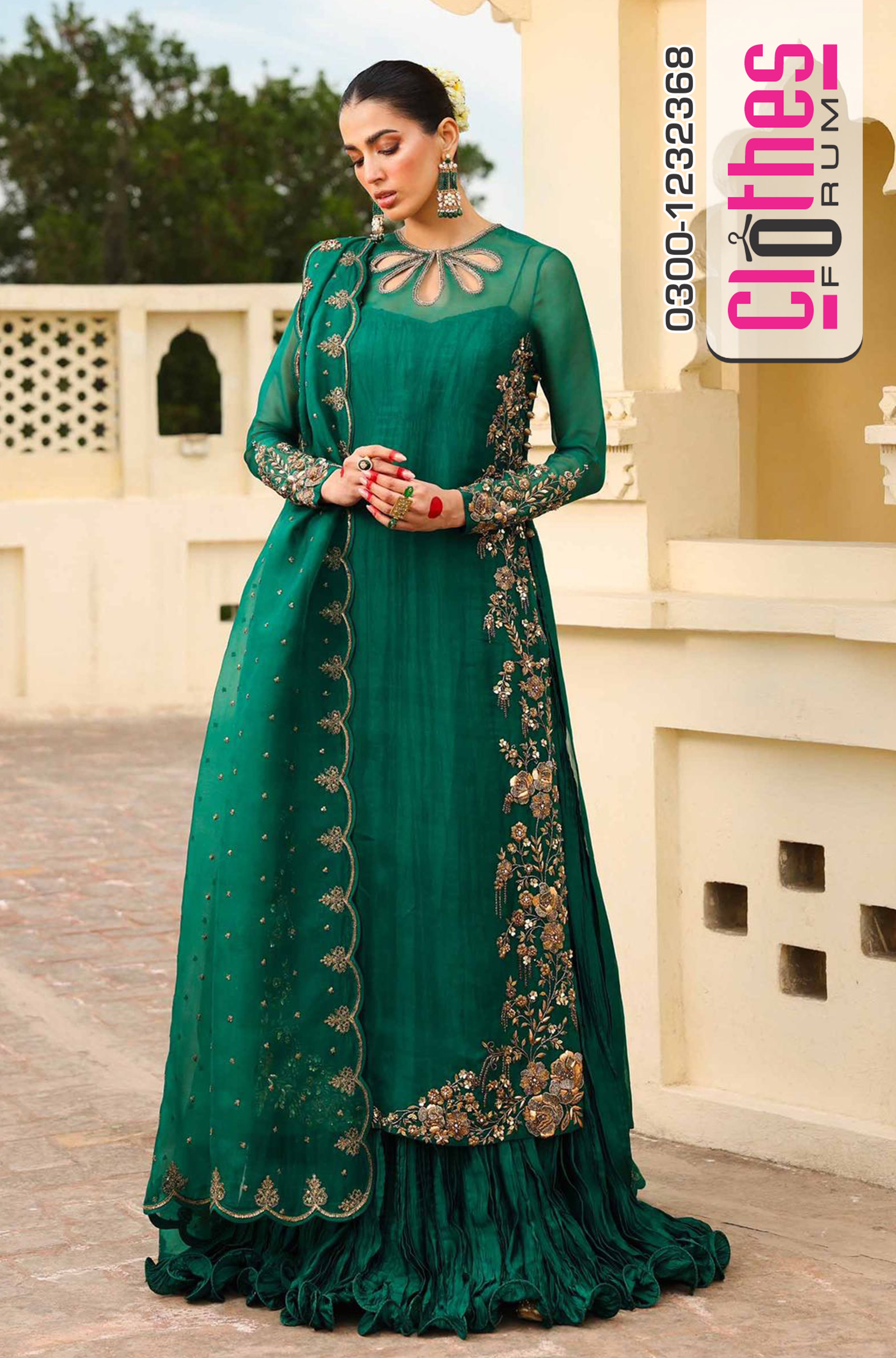 Maria B – Zamrood Ara Emerald Green Wedding Ensemble