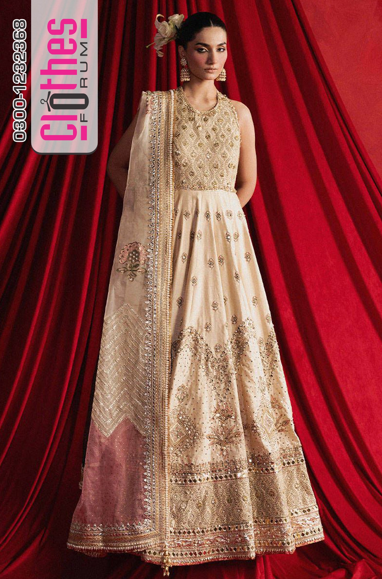 Mohsin Naveed Ranjha Off-White Indian Silk Bridal Lehenga – Wedding Edition