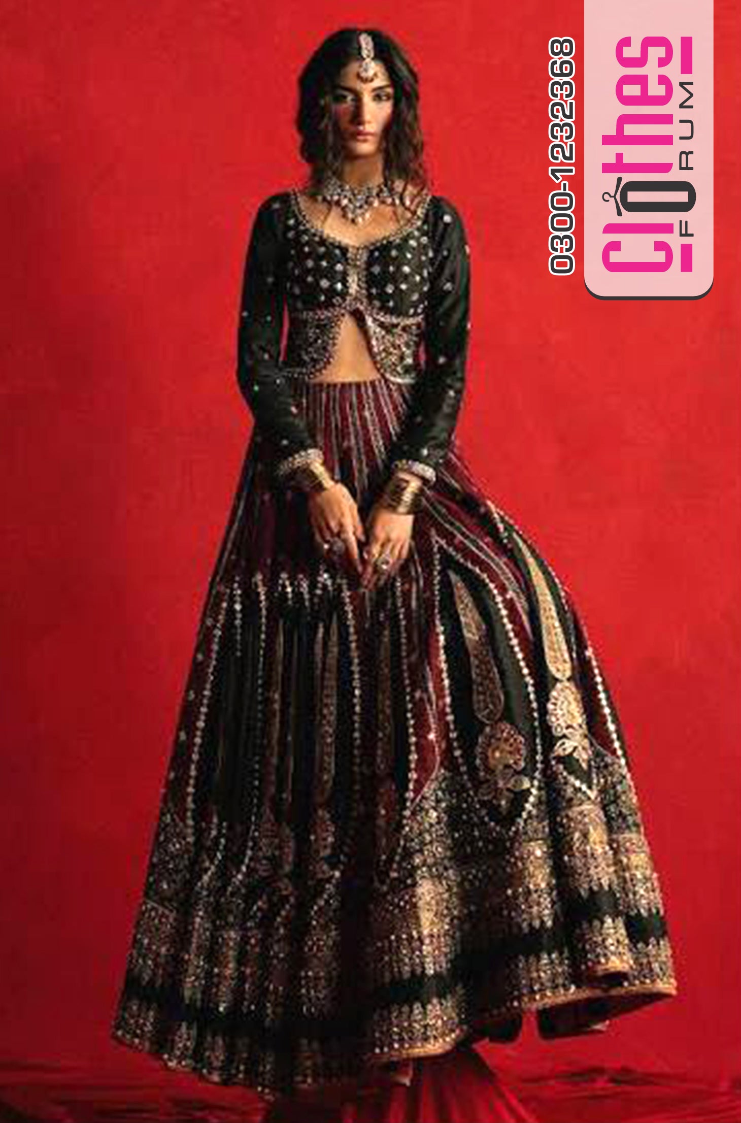 Mohsin Naveed Ranjha Black Indian Silk Embroidered Lehenga