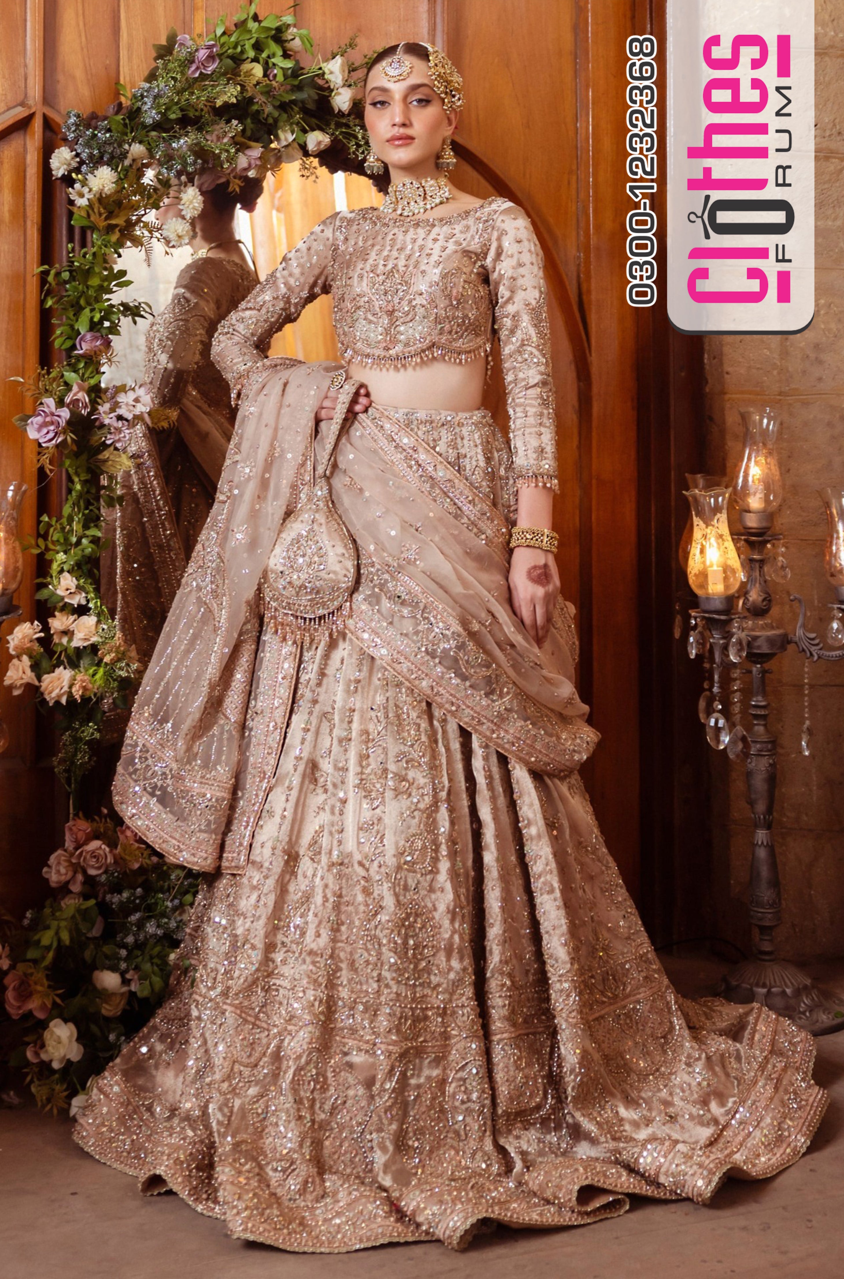 Naqshi Pastel Pink Bridal Lehenga | Hand-Embellished Tissue Choli & Organza Dupatta