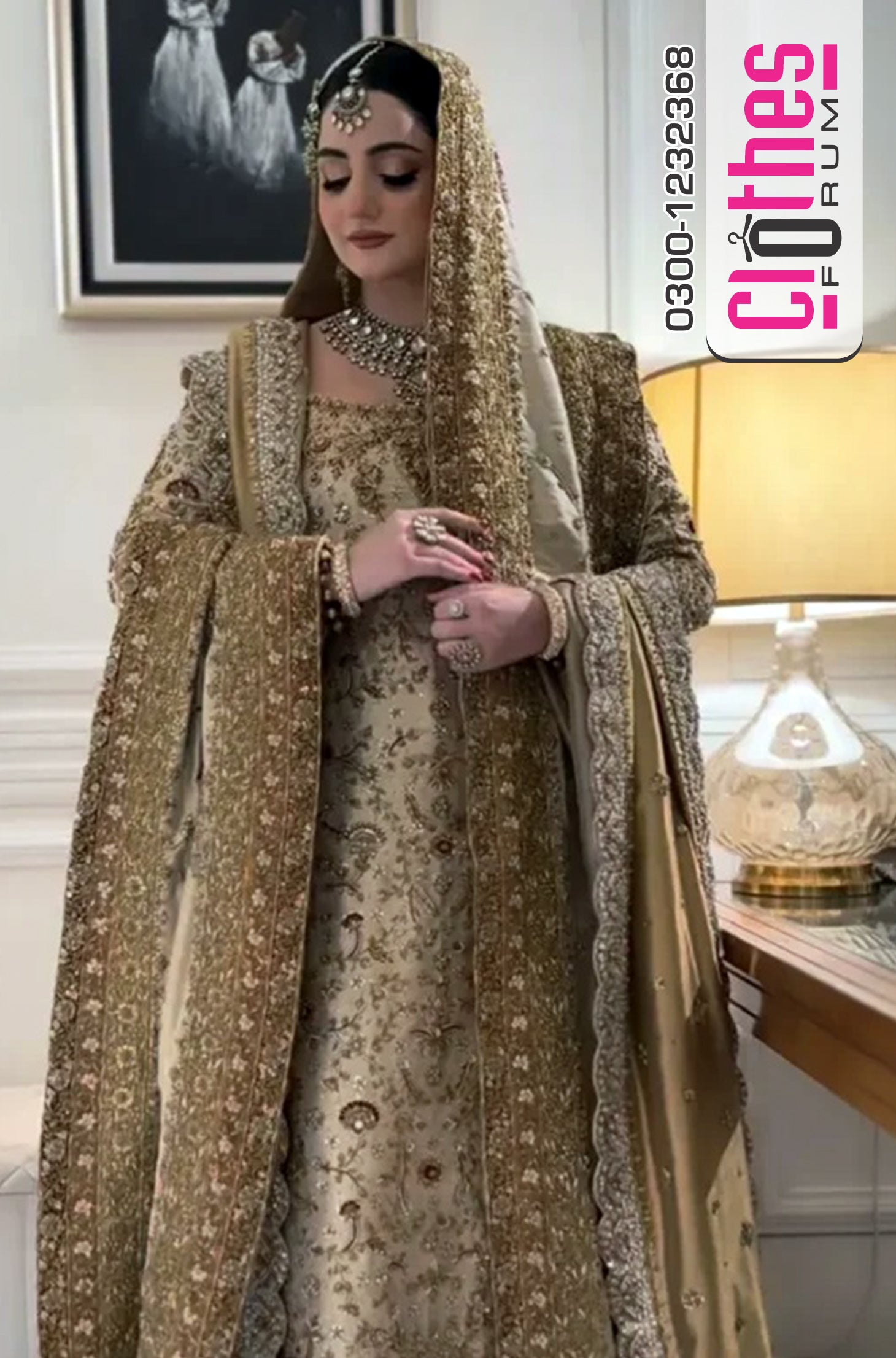 Haris Shakeel Rich Gold Embroidered Luxury Festive Bridal Suit