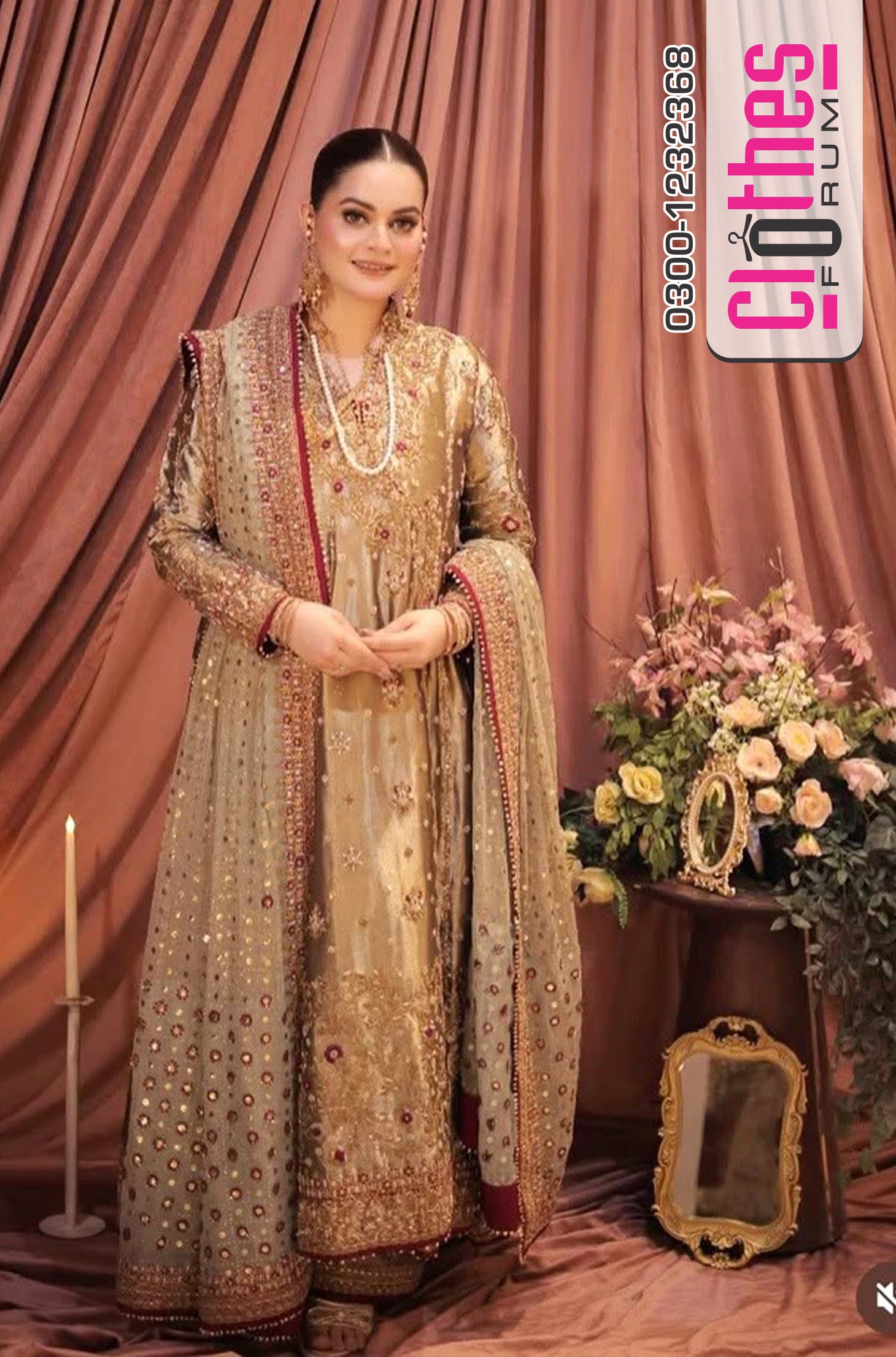 Haris Shakeel Golden Angrakha Suit | Luxury Wedding Edition 3PC