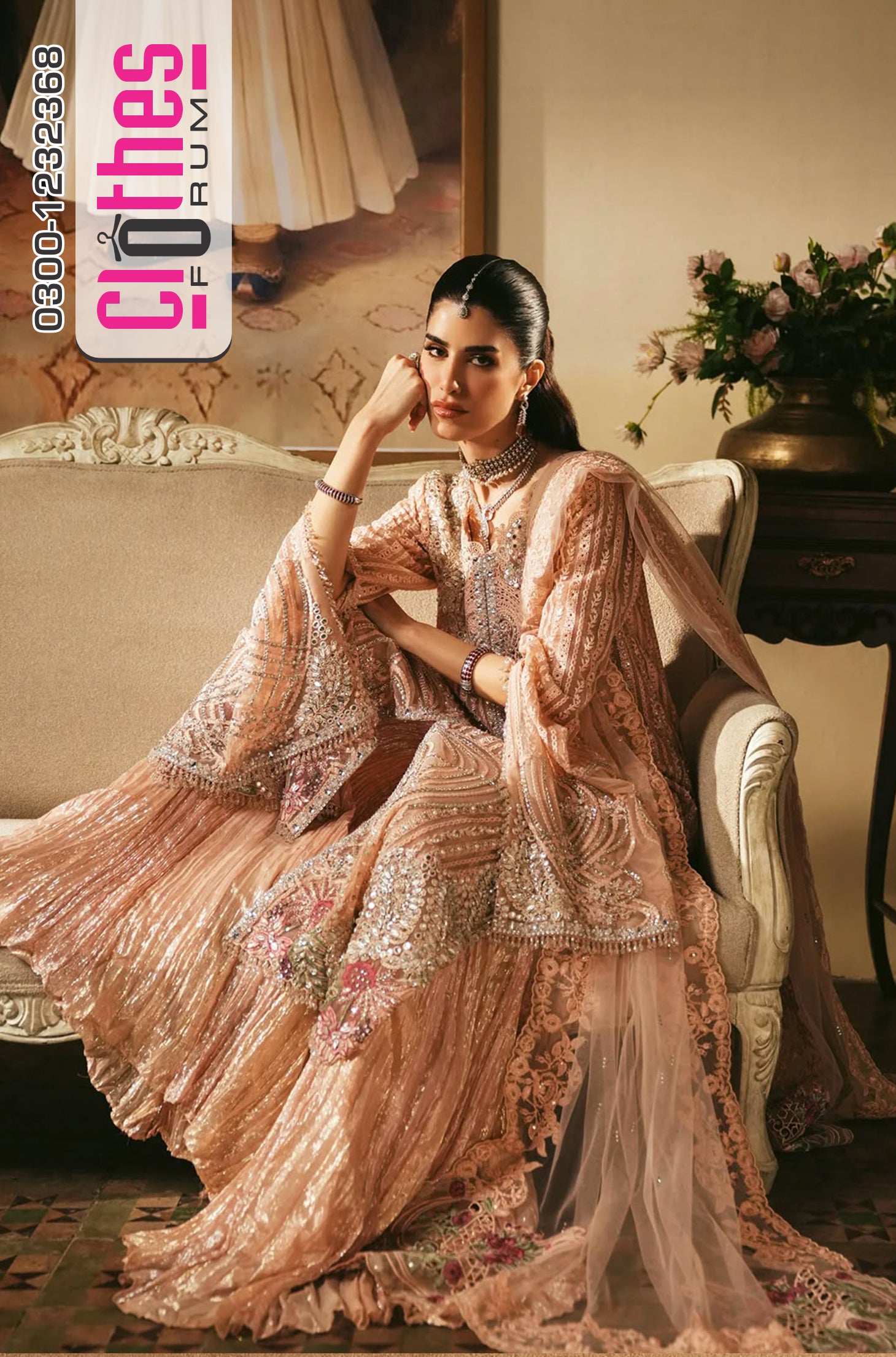 Saira Shakira Pastel Pink Luxury Wedding Sharara Suit