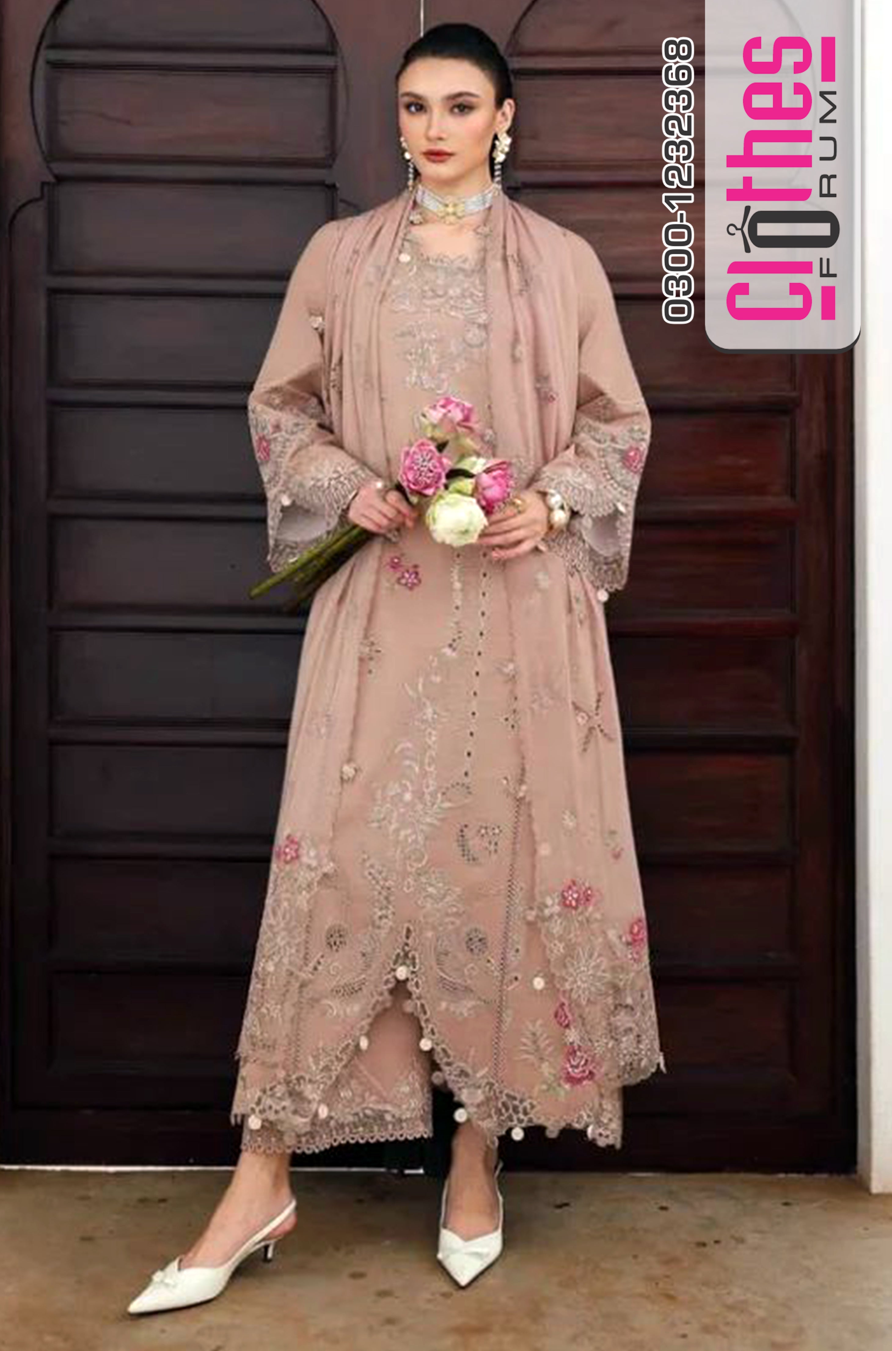 Qalamkar Qline Skin Chikenkari Linen Suit | Luxury Winter Wear