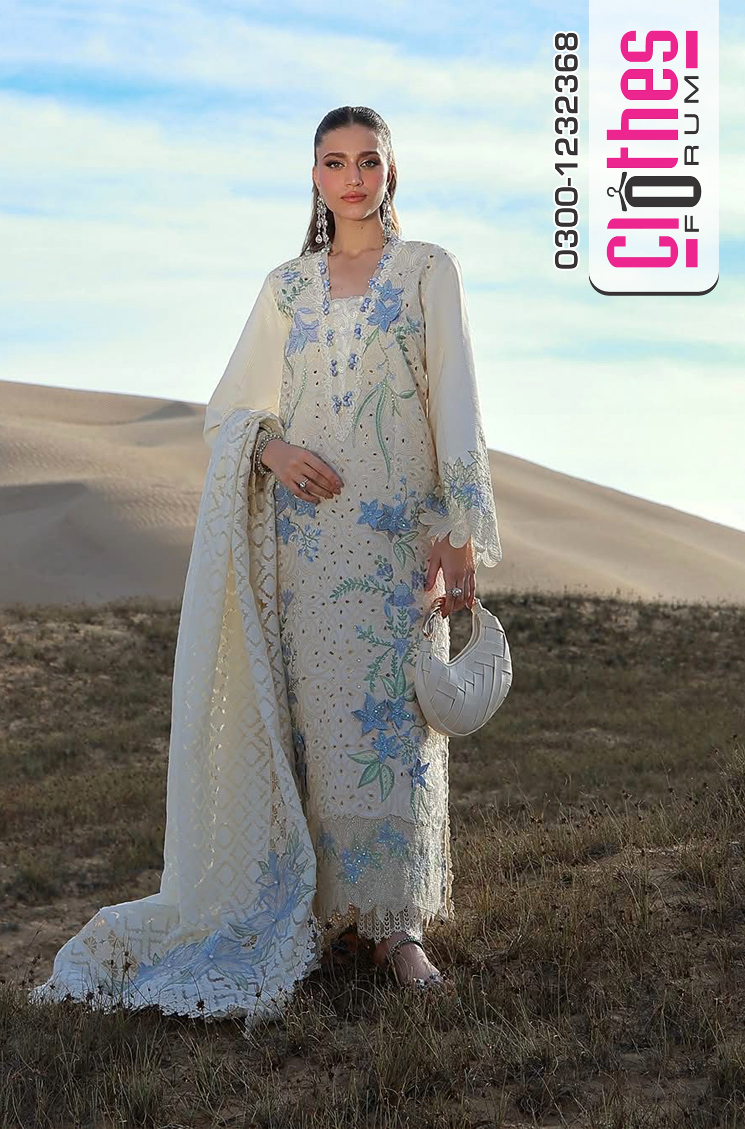 Rang Rasiya | 3D Floral Cut-Work Lawn & Borsha Dupatta
