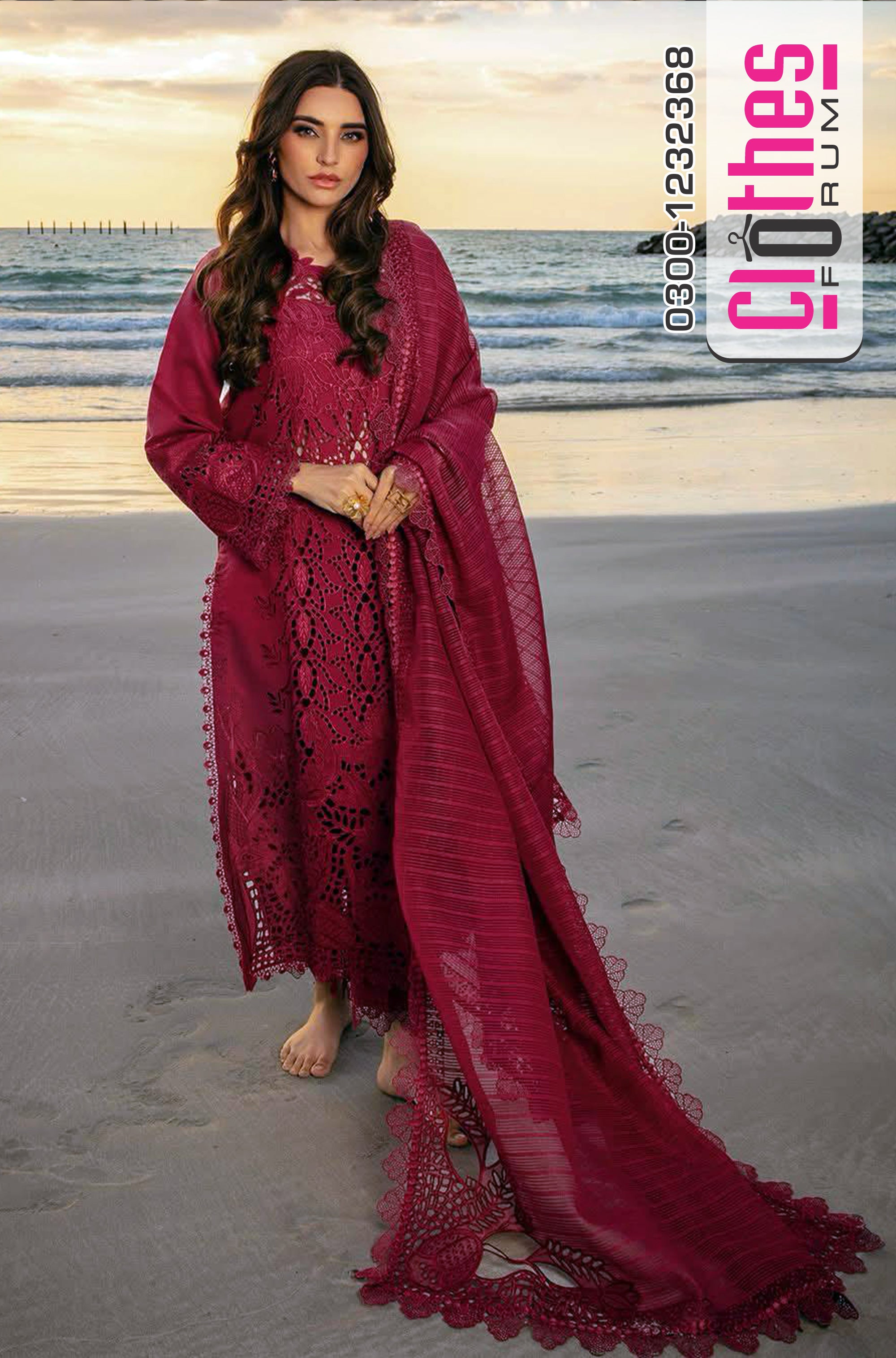 Rang Rasiya Premium Summer Collection – Radiant Ruby Red Embroidered Ensemble