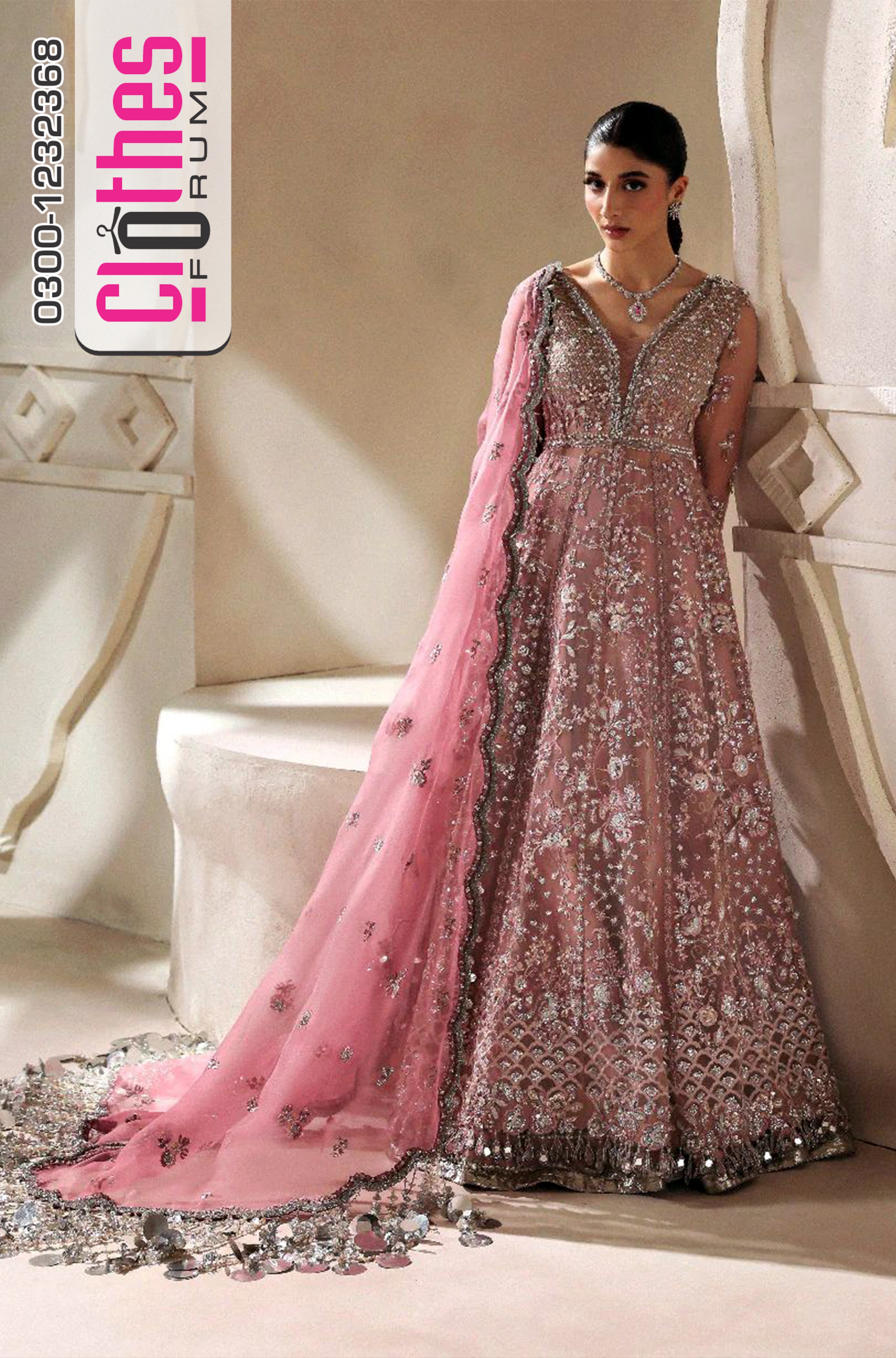 Republicwomenswear Dusty Peach Organza Embroidered Lehenga