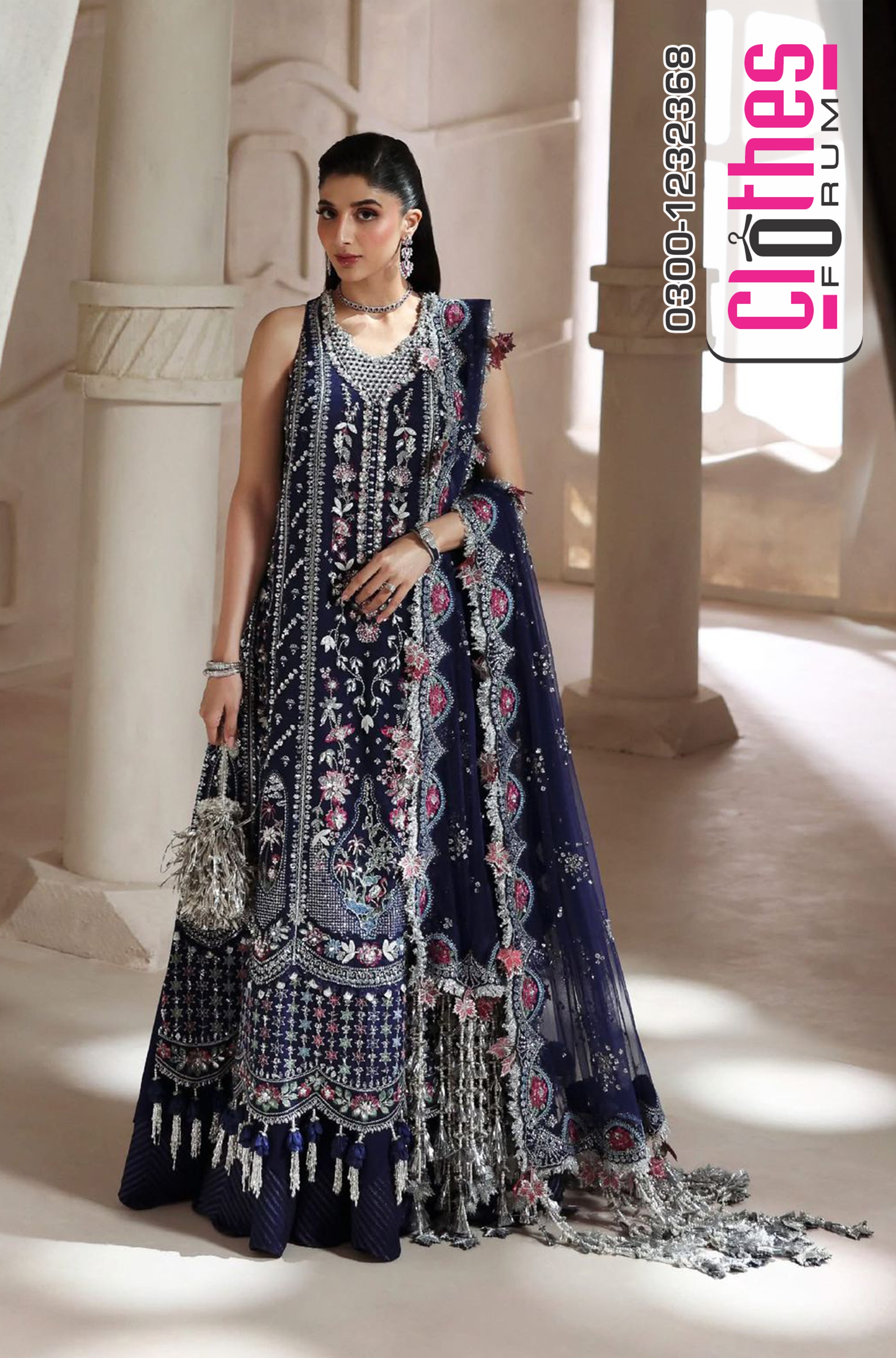 Republic Womenswear Pastel Net Gown | Luxury Embroidered Formal Dress