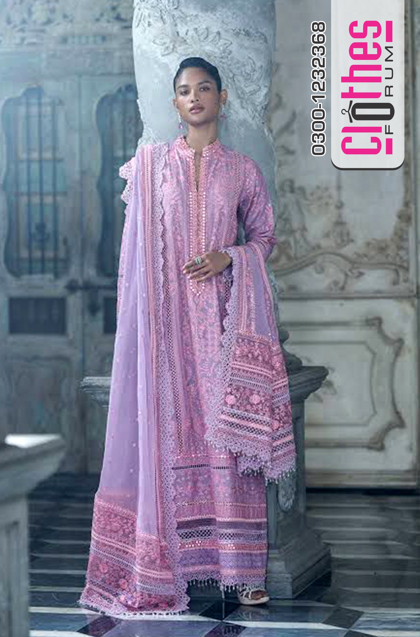 Sobia Nazir | Teal Blue Mirror-Work Luxury Lawn