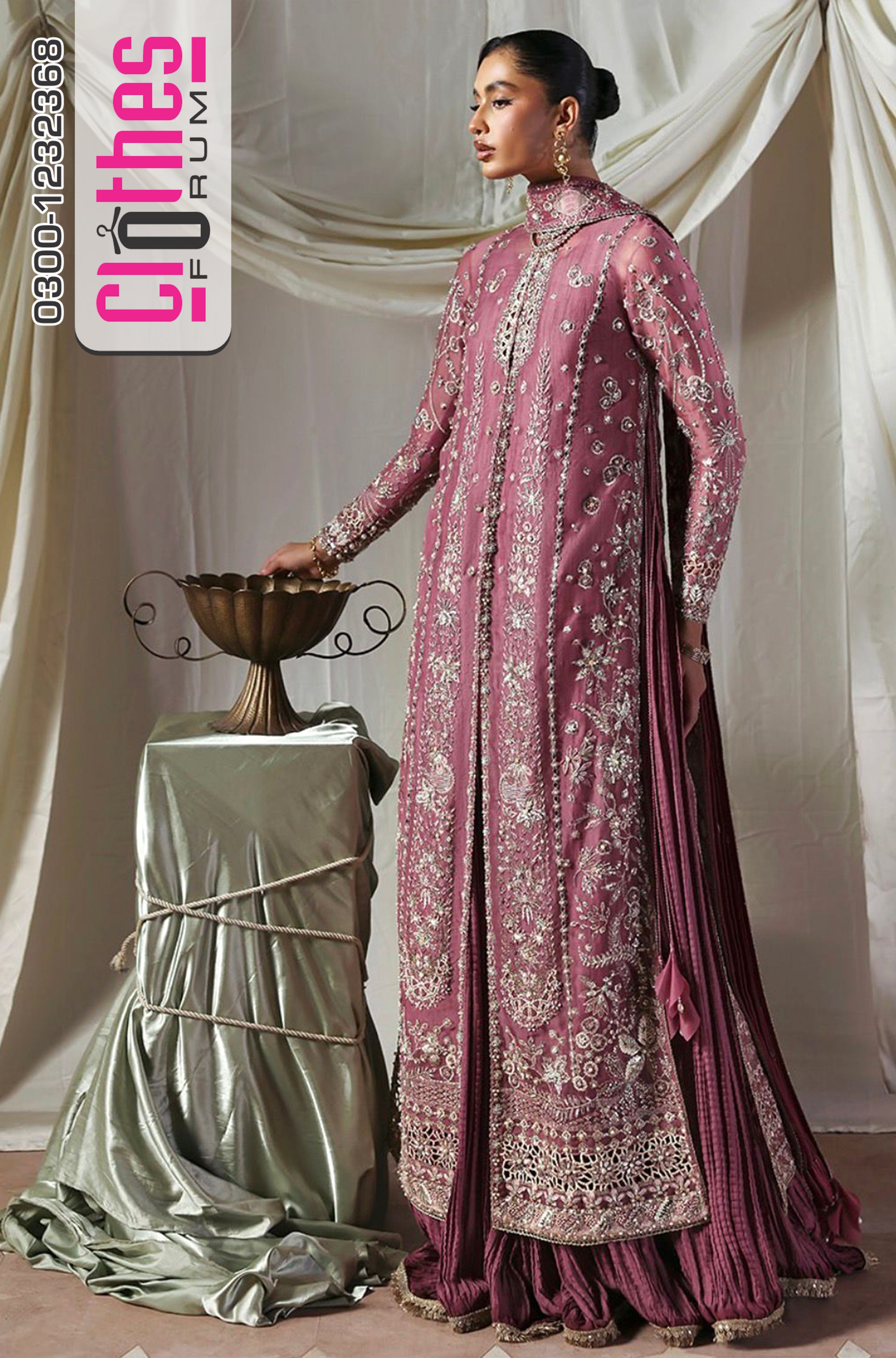 Soraya Isolde Organza Ensemble – Hand-Embellished Panels with Crushed Silk Inner Gown