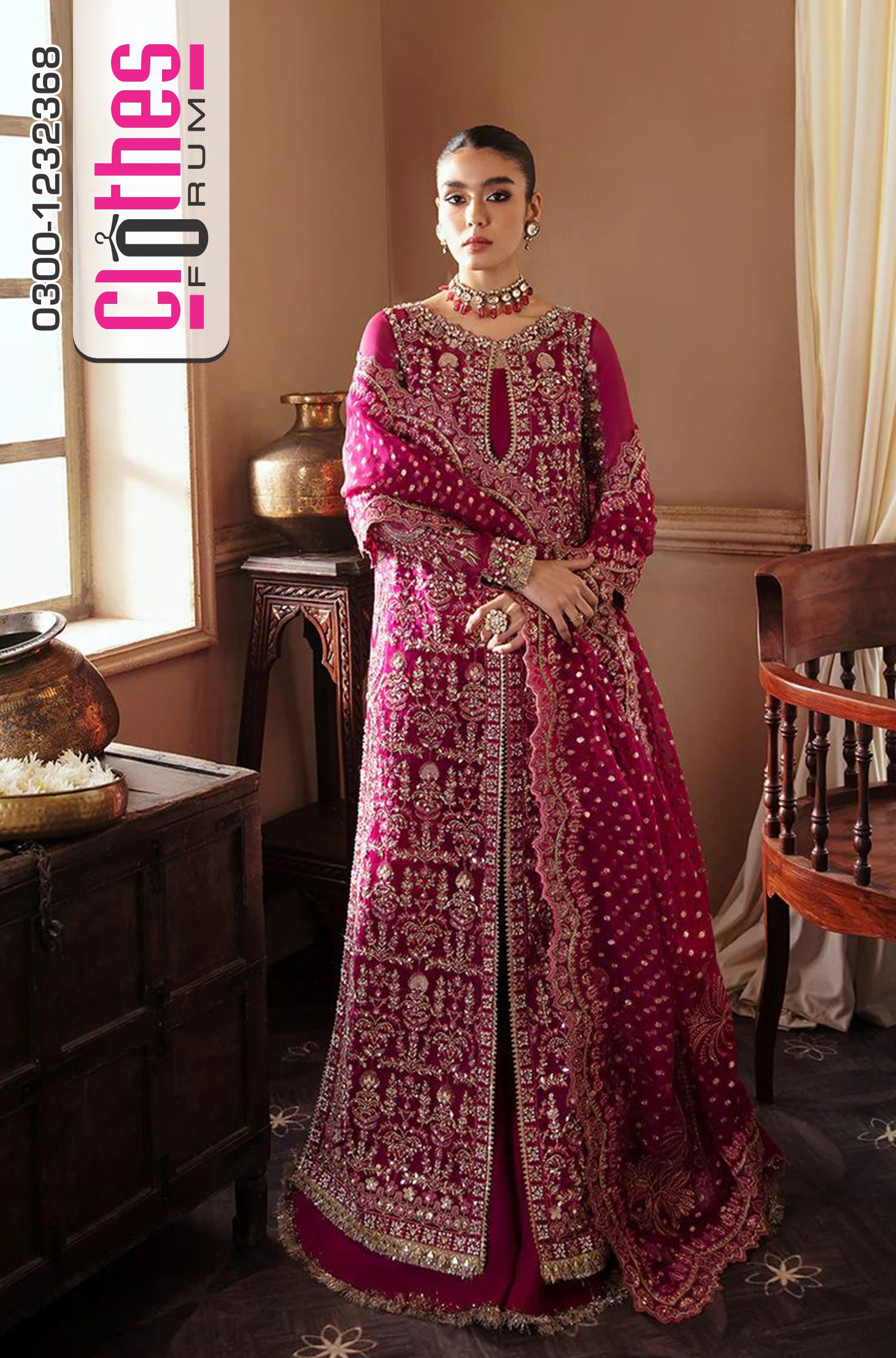 Soraya – Shocking Pink Chiffon Bridal Wedding Edition Gown