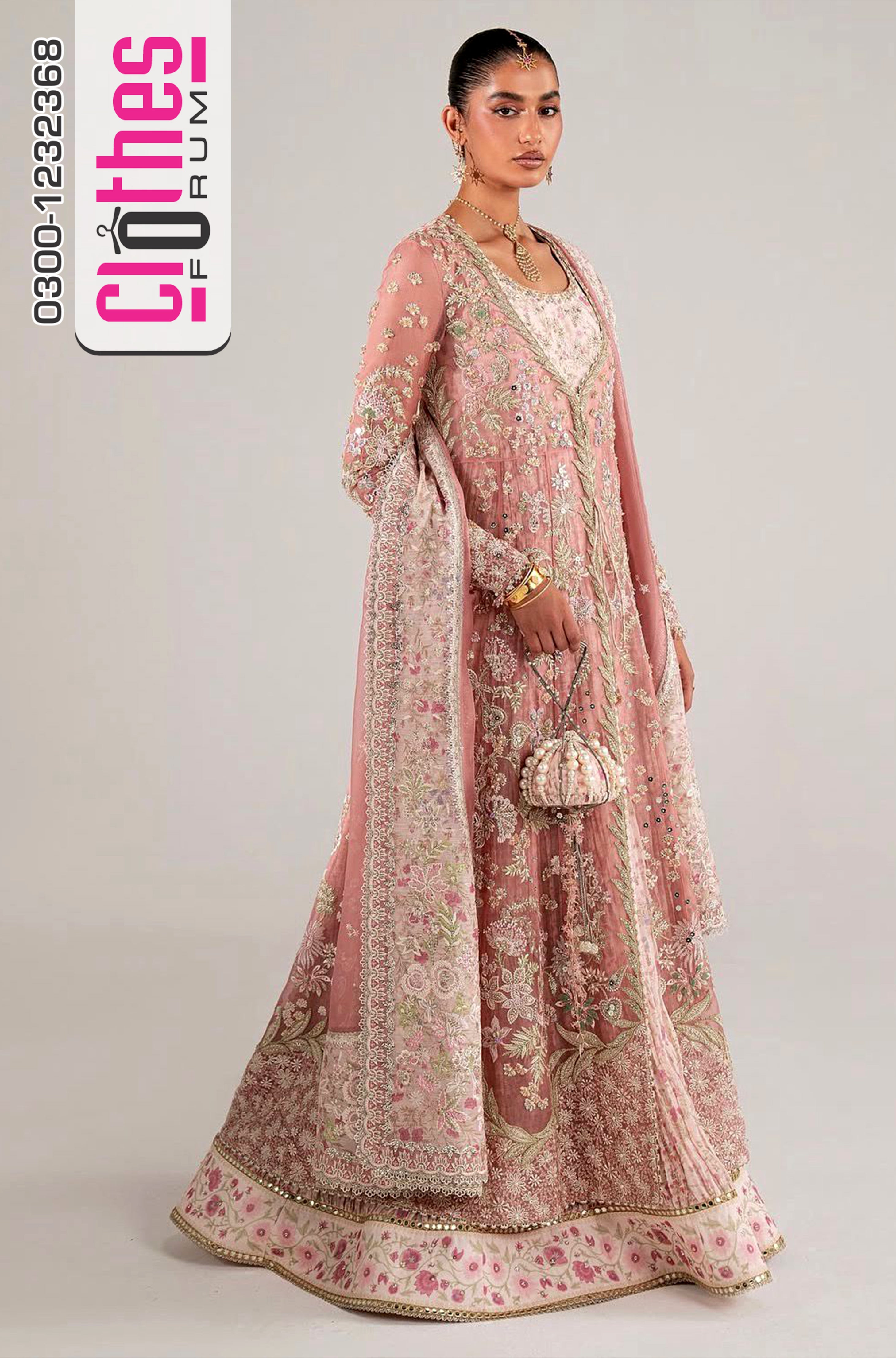 Suffuse by Sana Yasir Rose Coral Hand-Embroidered Pishwas Set