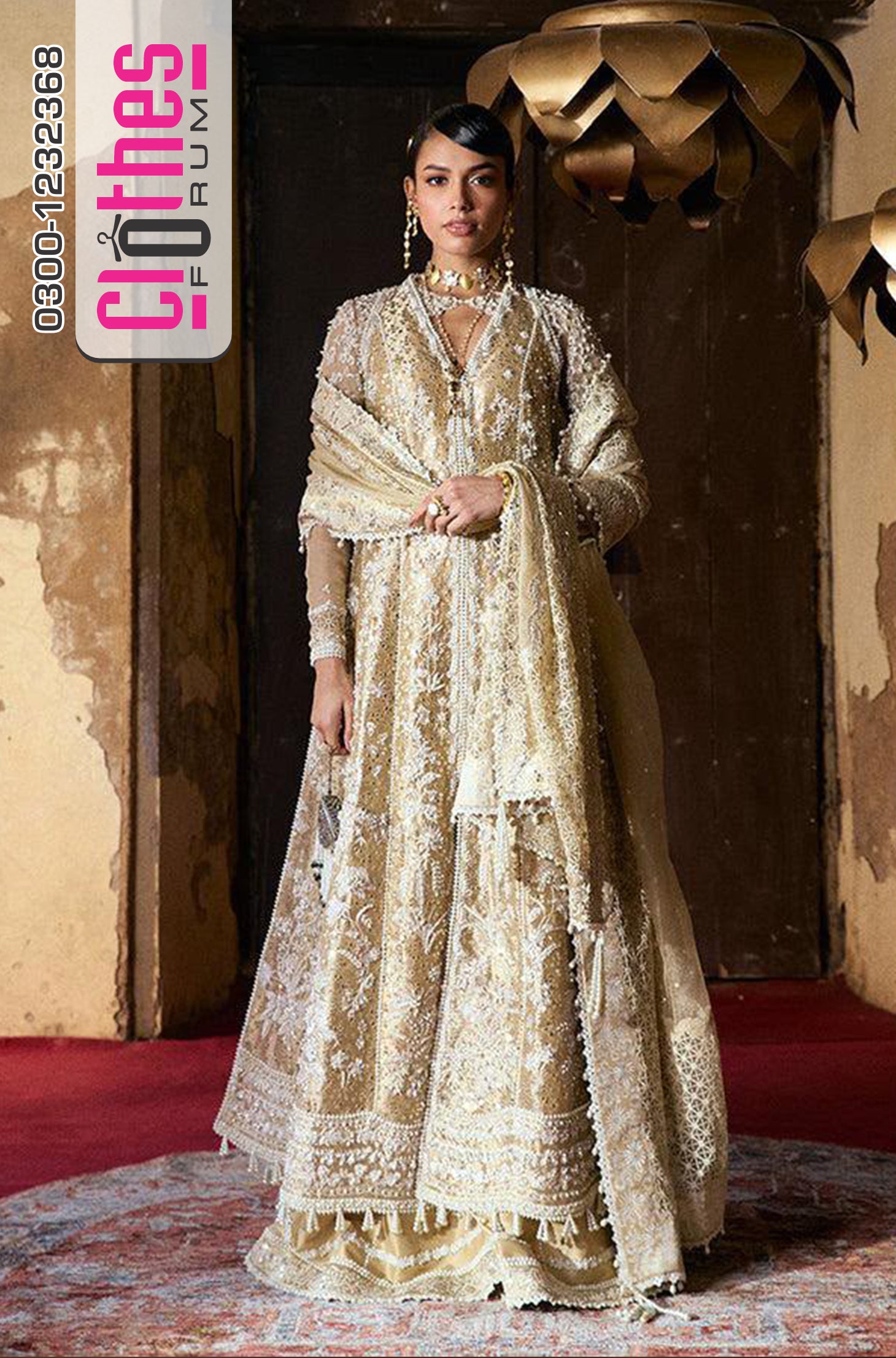 Suffuse Ivory Gold Hand-Embellished Tissue Silk Formal Suit