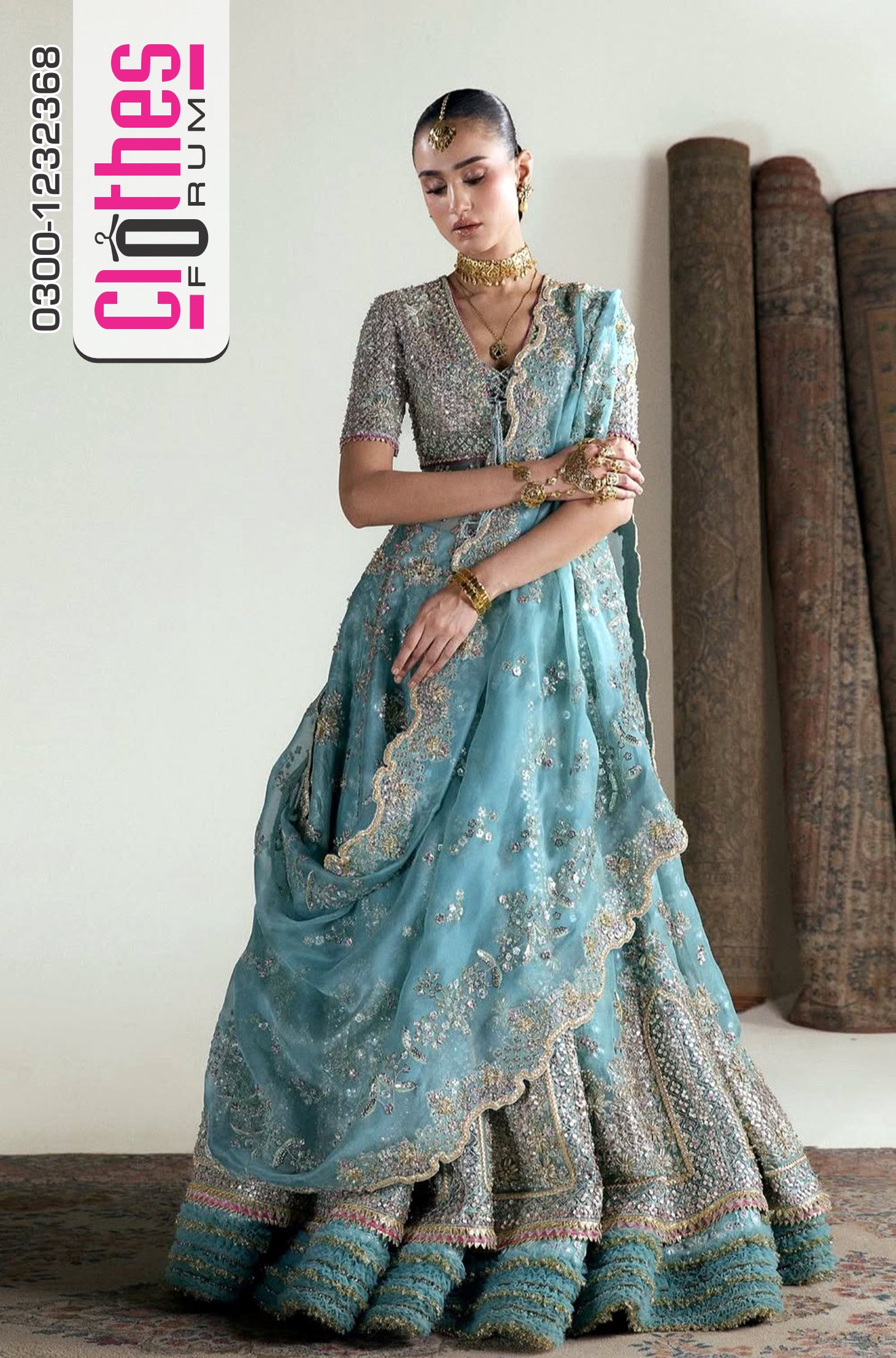 Suffuse Sky Wedding Edition – Chiffon Bridal Lehenga with Embellished Choli & Dupatta