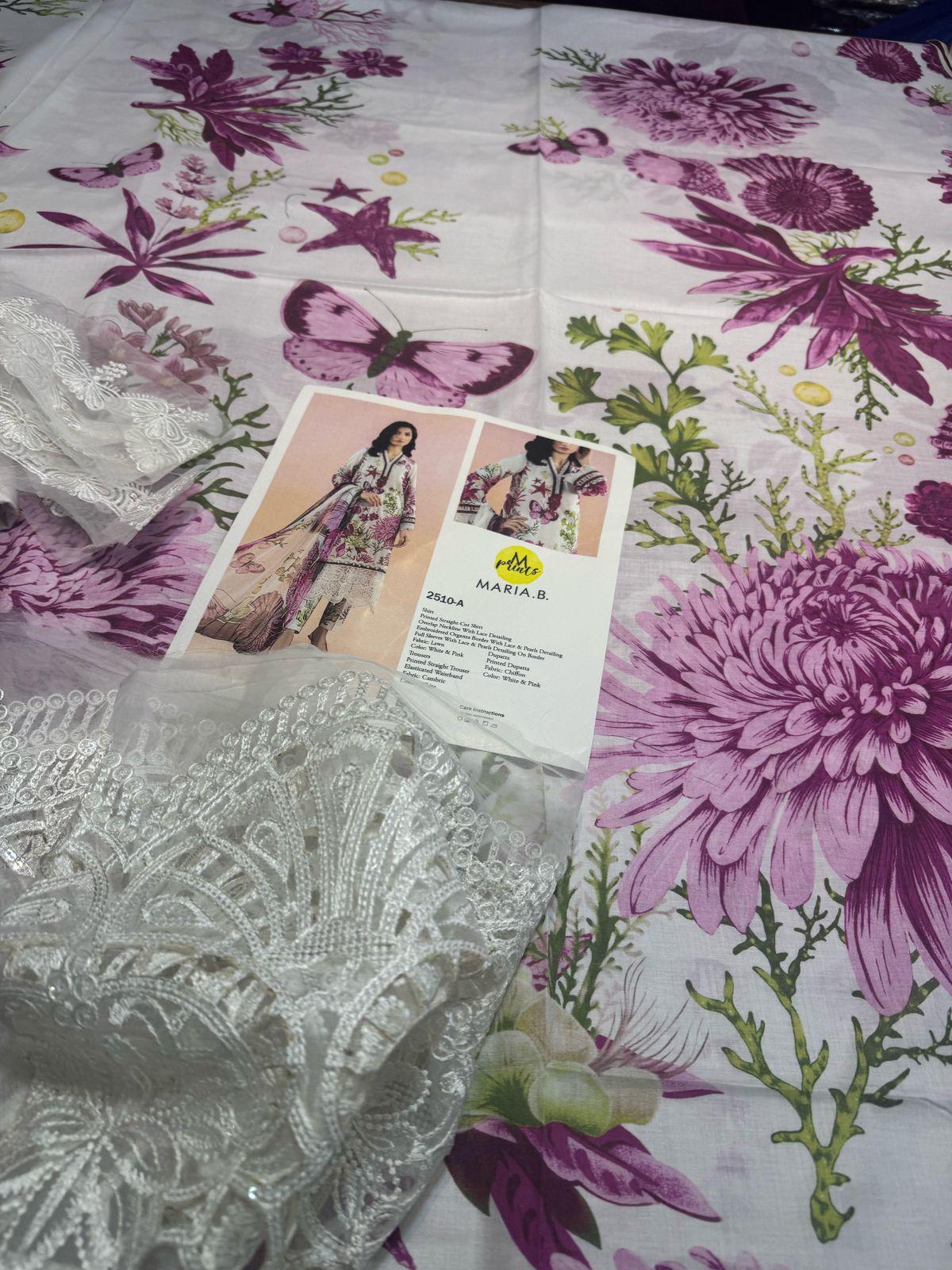 Maria B MPrint Embroidered Lawn Dress | Chiffon Dupatta | Spring Summer ’25