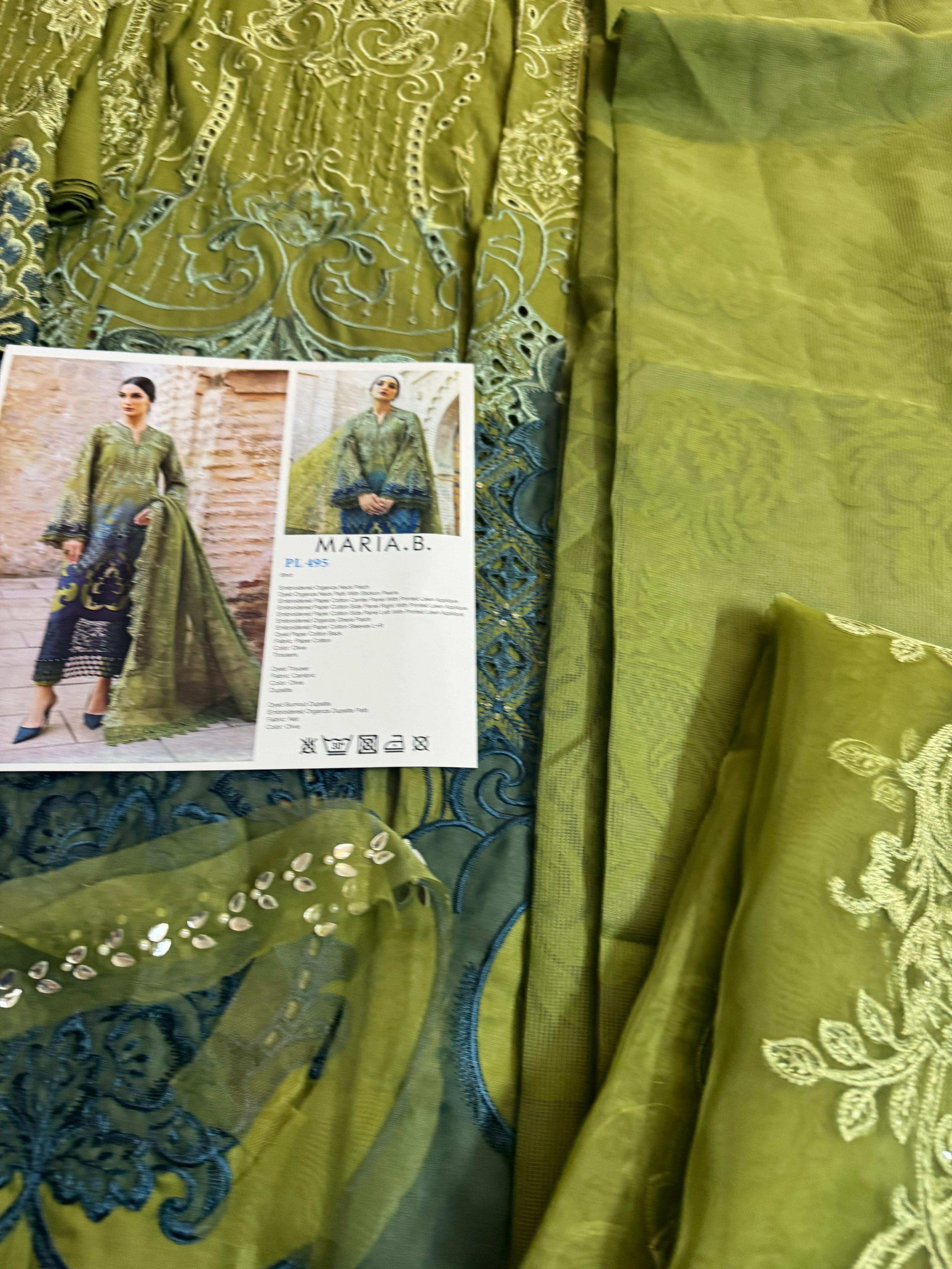 Maria B Voyage à Luxe x Morocco – Olive & Teal Embroidered Paper Cotton Masterpiece