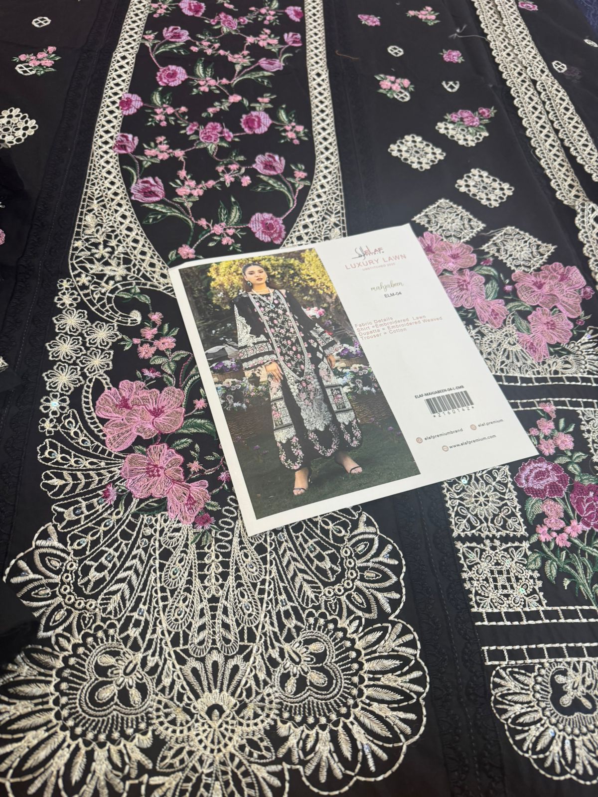 Elaf Premium Luxury Lawn 2025 – Noir Garden Chikankari Edition
