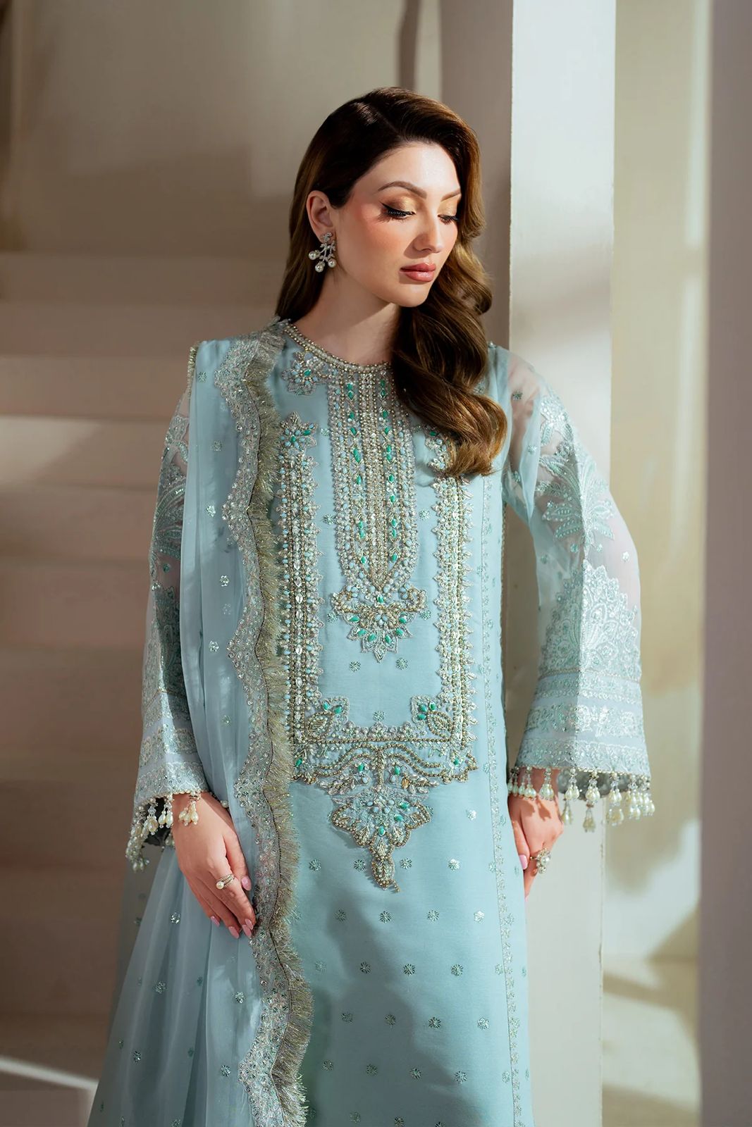 Alizeh Wedding Edition – Organza Embroidered Outfit with Silk Trouser
