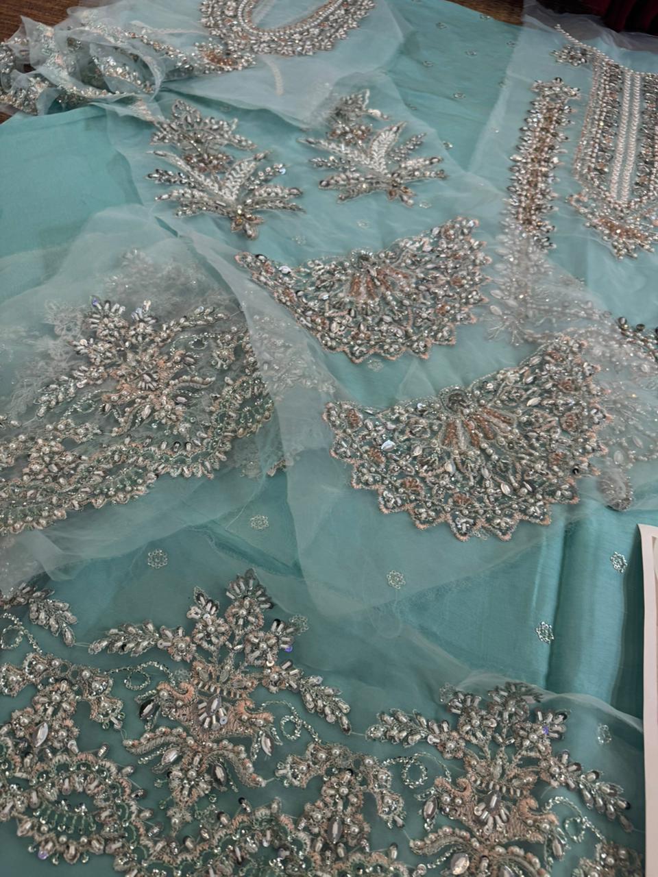 Alizeh Wedding Edition – Organza Embroidered Outfit with Silk Trouser