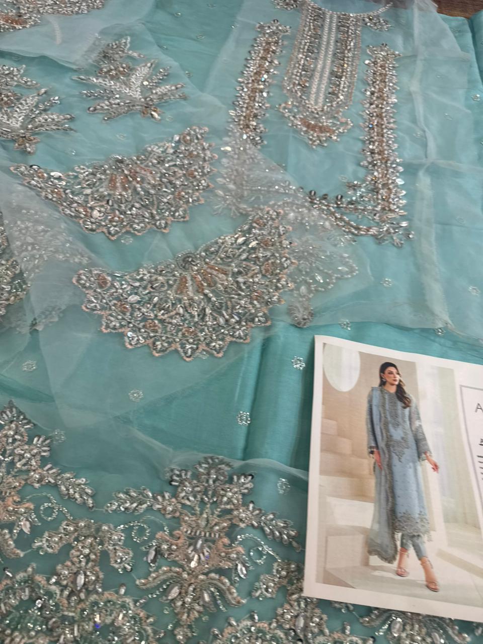 Alizeh Wedding Edition – Organza Embroidered Outfit with Silk Trouser