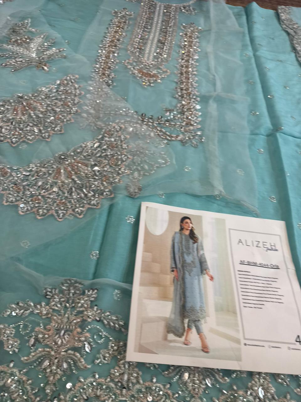 Alizeh Wedding Edition – Organza Embroidered Outfit with Silk Trouser