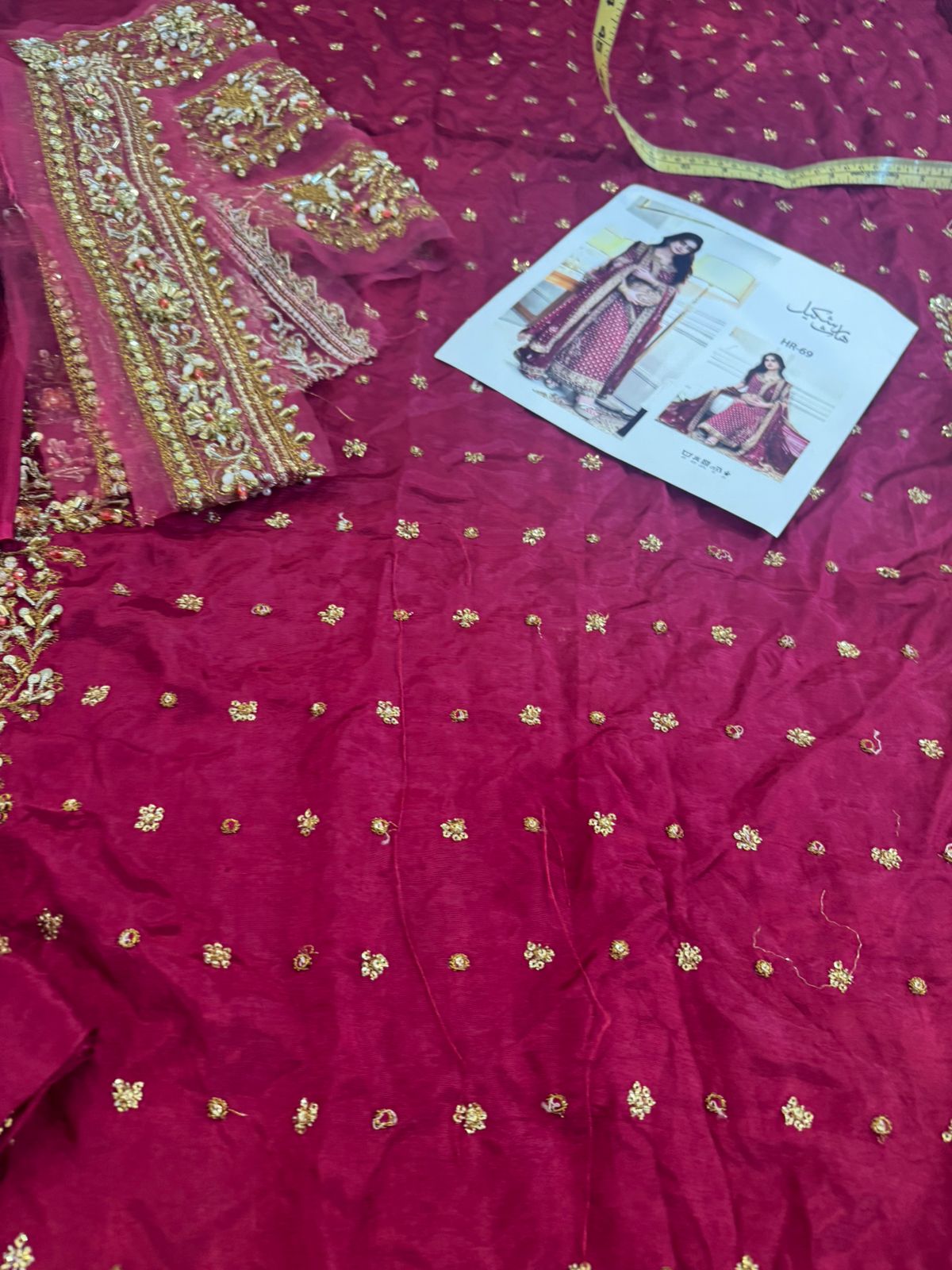 Haris Shakeel Wedding Edition Shocking Pink Chiffon Outfit – Hand Embellished with Sequins, Dabka & Cora Work