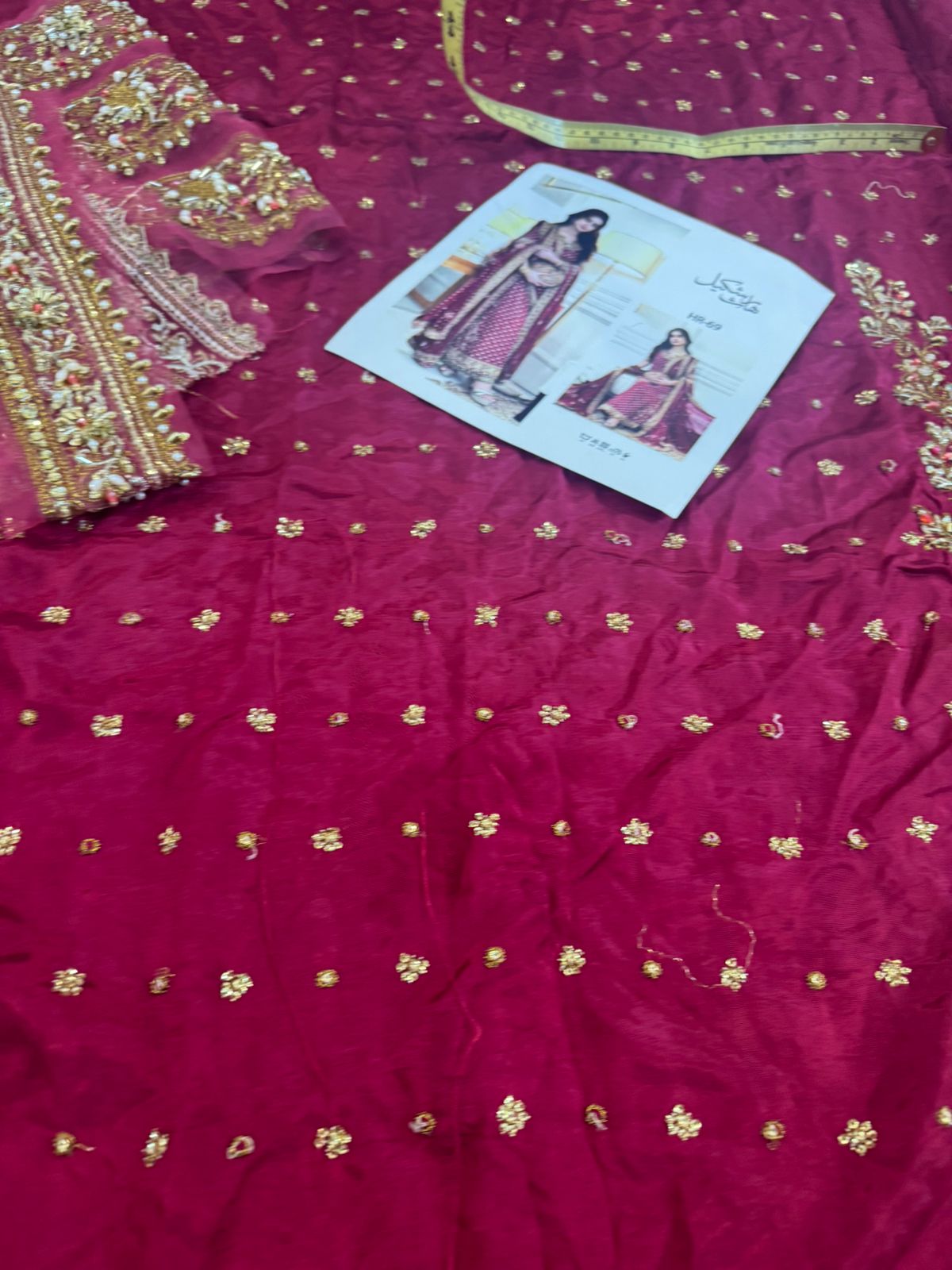 Haris Shakeel Wedding Edition Shocking Pink Chiffon Outfit – Hand Embellished with Sequins, Dabka & Cora Work