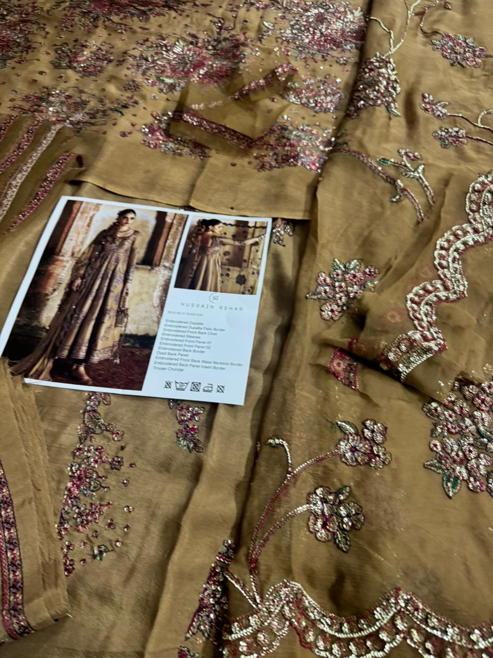 Hussain Rehar Beige Chiffon Pishwas – Massarat Festive Wedding Collection ’25