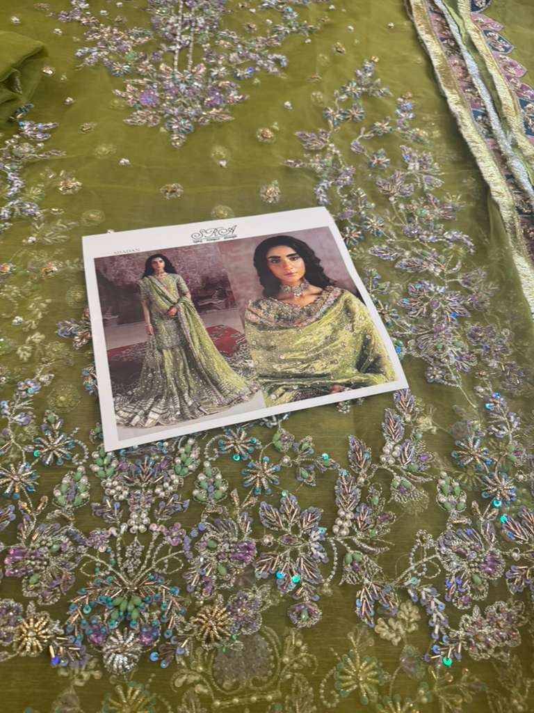 Sara Rohail Asghar Shadan – Pure Tissue Farshi Gharara Set | Handcrafted Zardozi Wedding Outfit