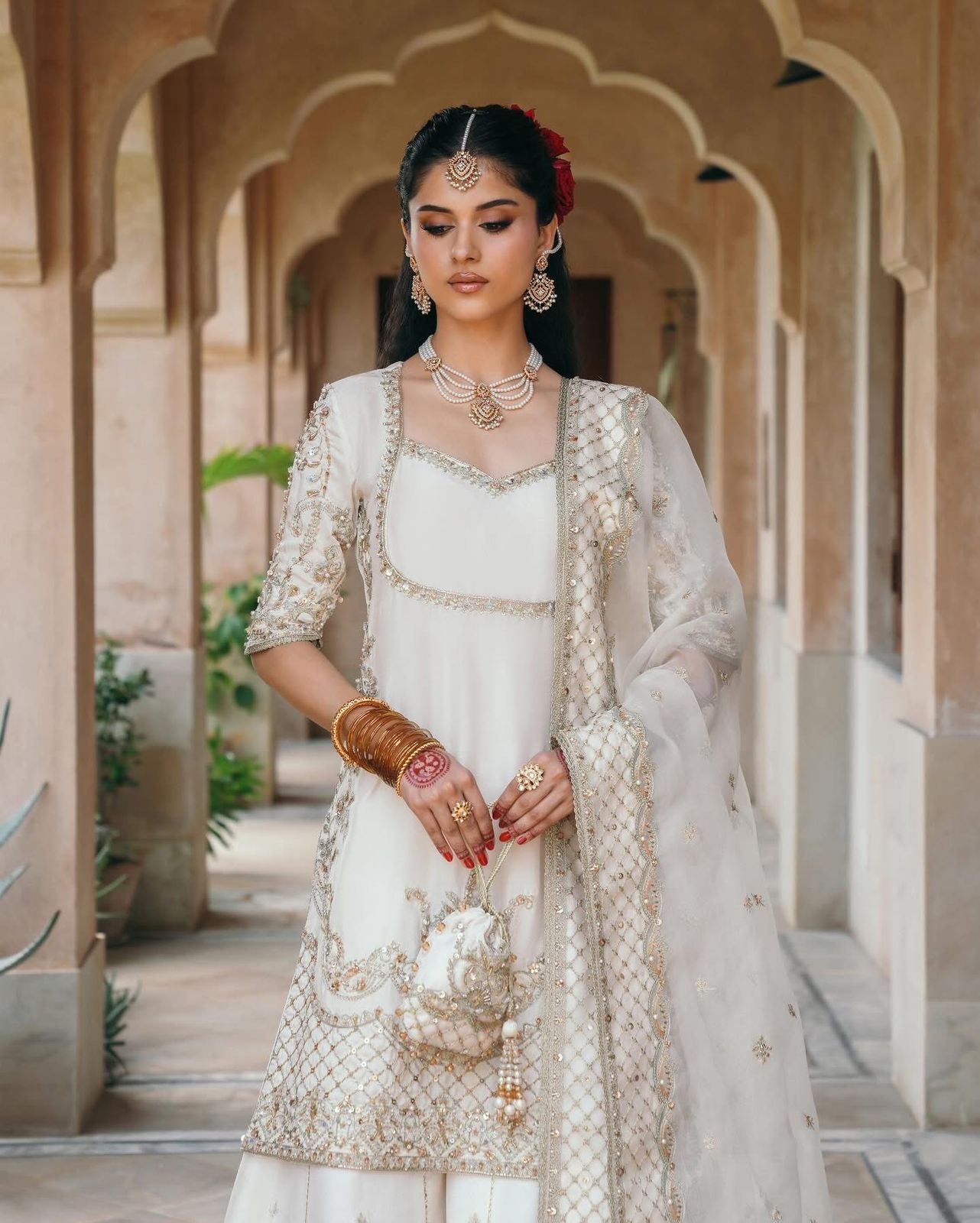 Kanwal Malik Ivory Luxury Edition – Korean Silk Embroidered Formal Set